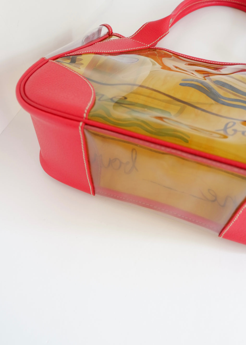 Preowned Prada Red Canvas/ PVC Summer Pattern Tote Bag