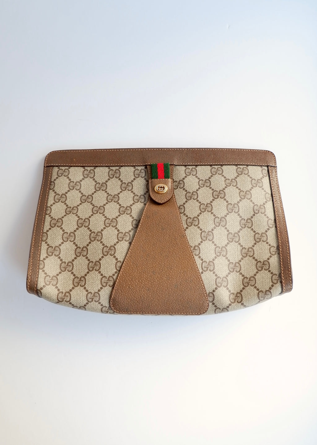 Preowned Vintage Gucci Brown GG Coated Canvas Clutch
