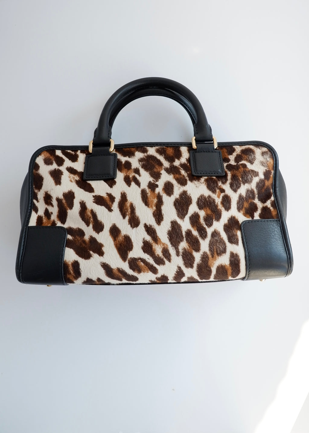Sac Loewe Amazona authentique d'occasion en poulain noir/imprimé animal