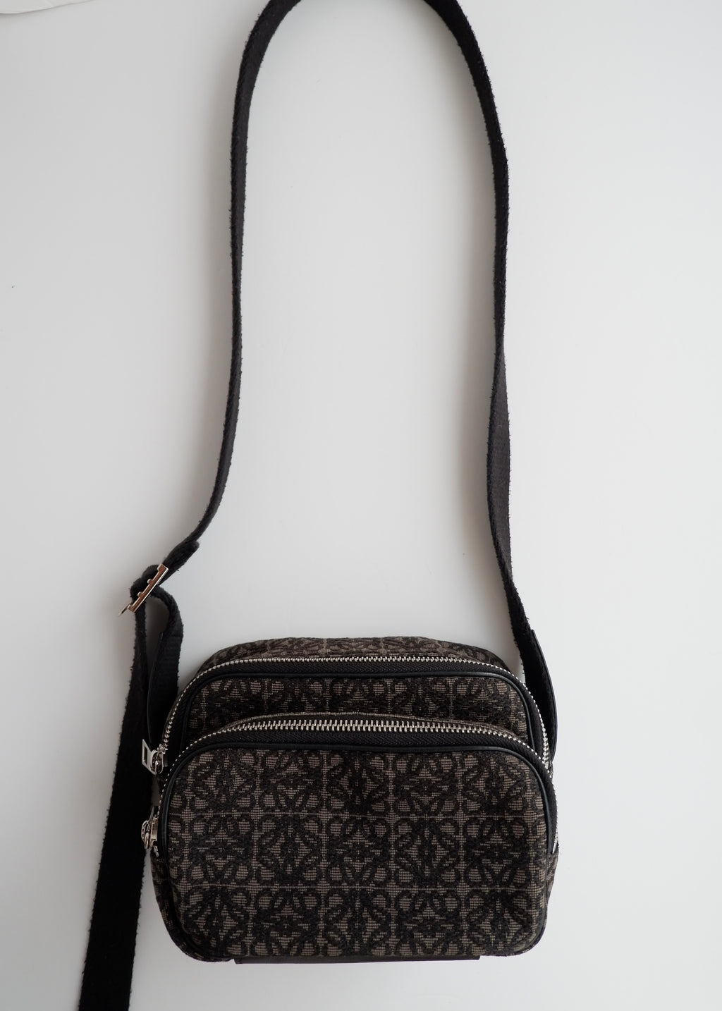 Authentic Preowned Loewe Black Canvas Anagram Crossbody Bag