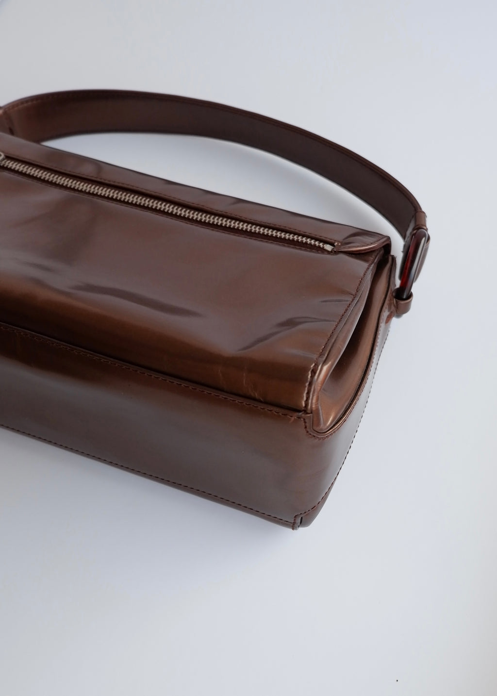 Authentic Preowned Prada Bronze Patent Leather Handbag