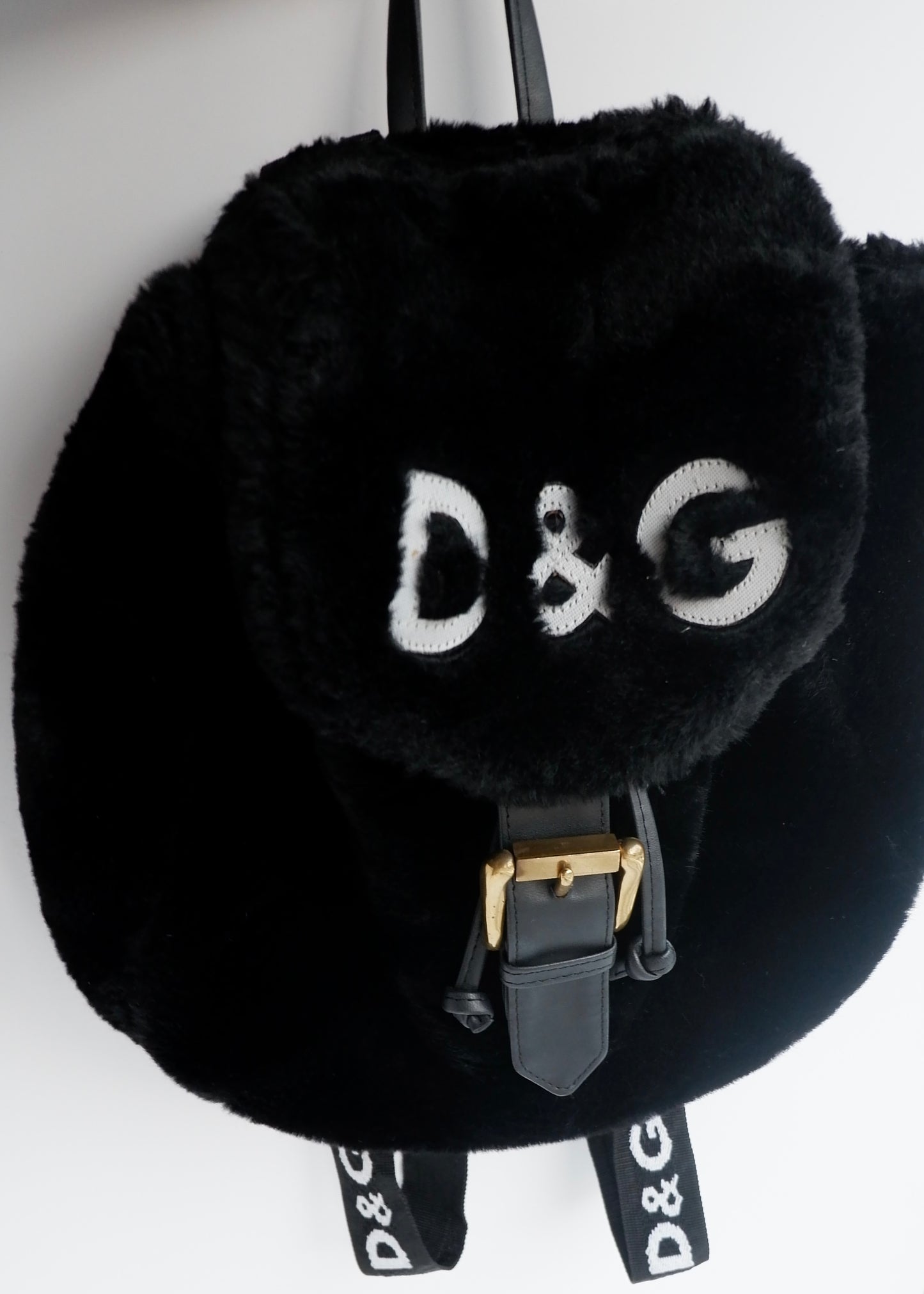 Authentic Preowned D&G Black/White Faux Fur Backpack