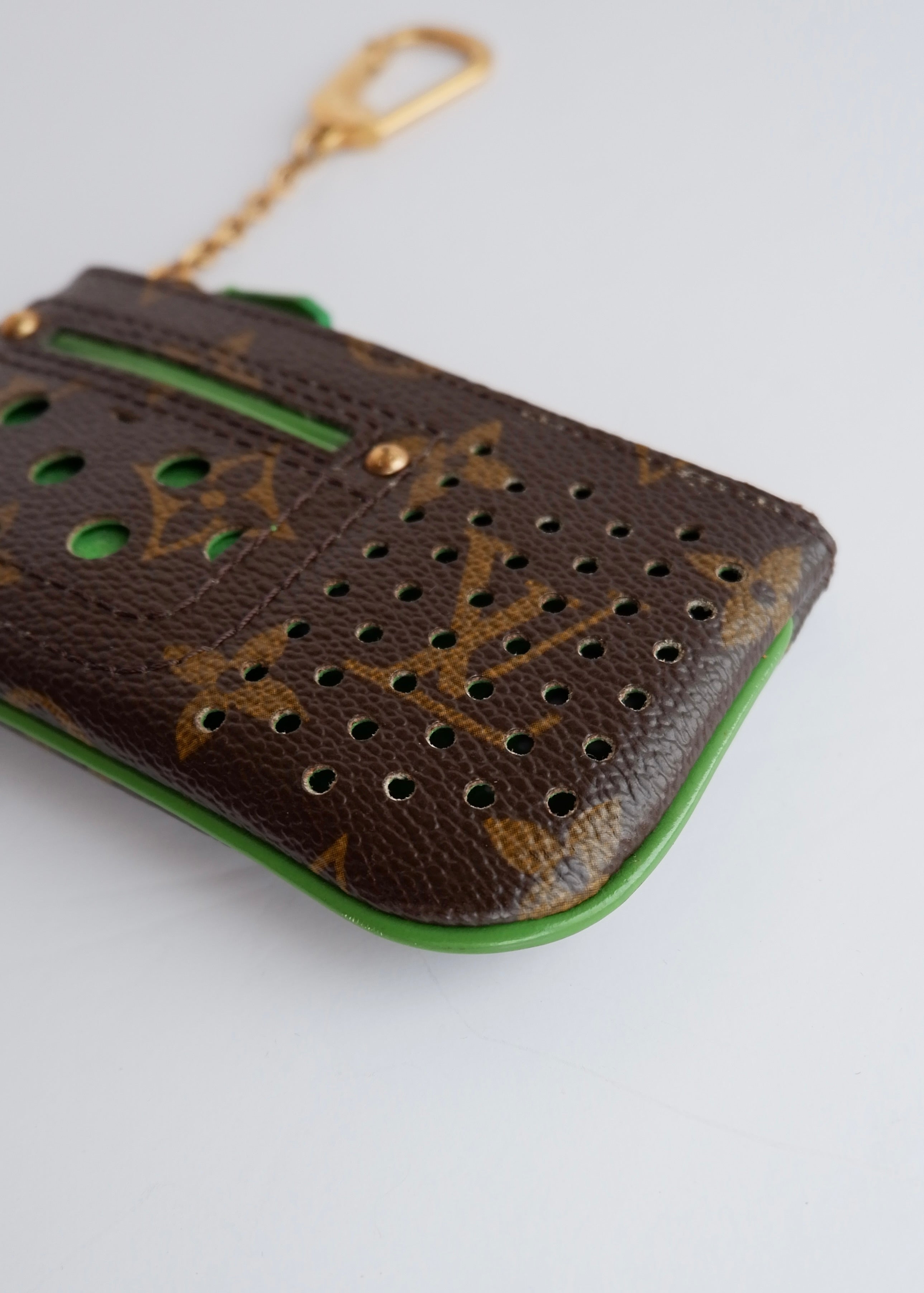 Authentic Preowned Louis Vuitton Limited Edition Monogram Green Perforated Pochette Cle