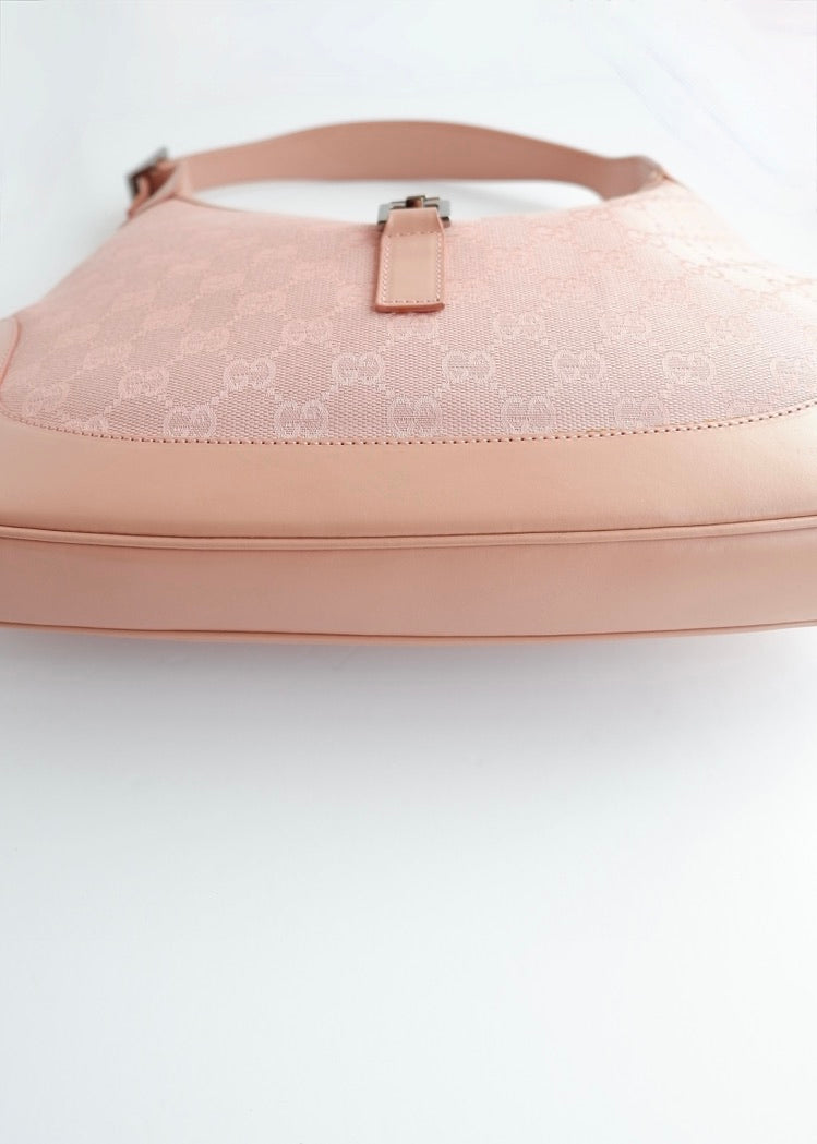 Authentic Preowned Gucci Pink GG Canvas/Leather Jackie Shoulder Bag