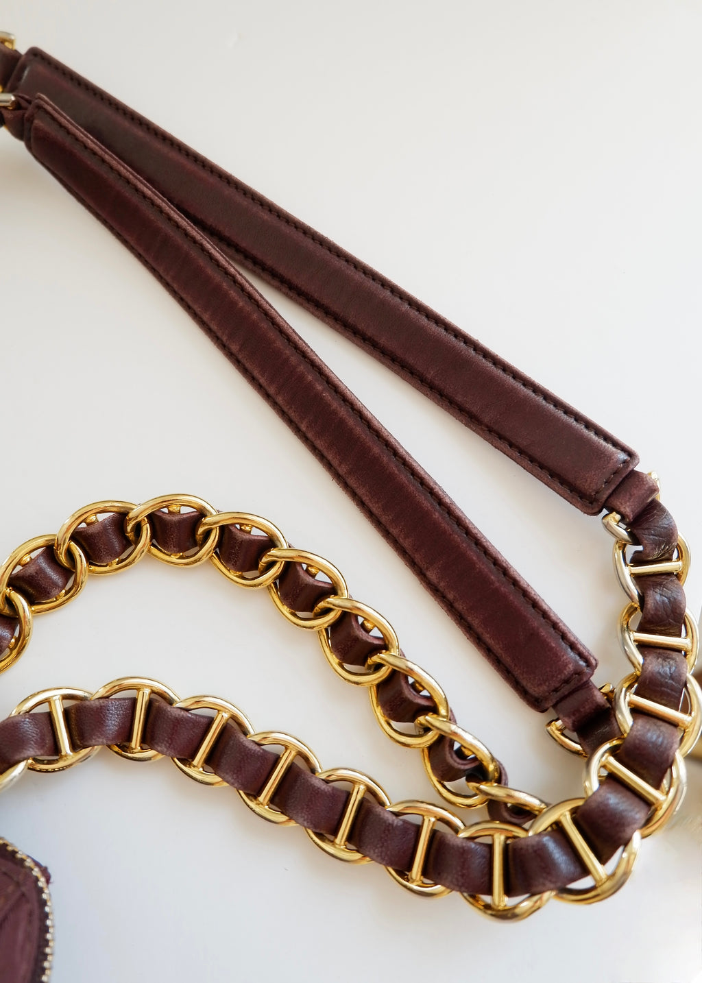 Preowned Prada Burgundy Nylon Chain Shoulder Tote