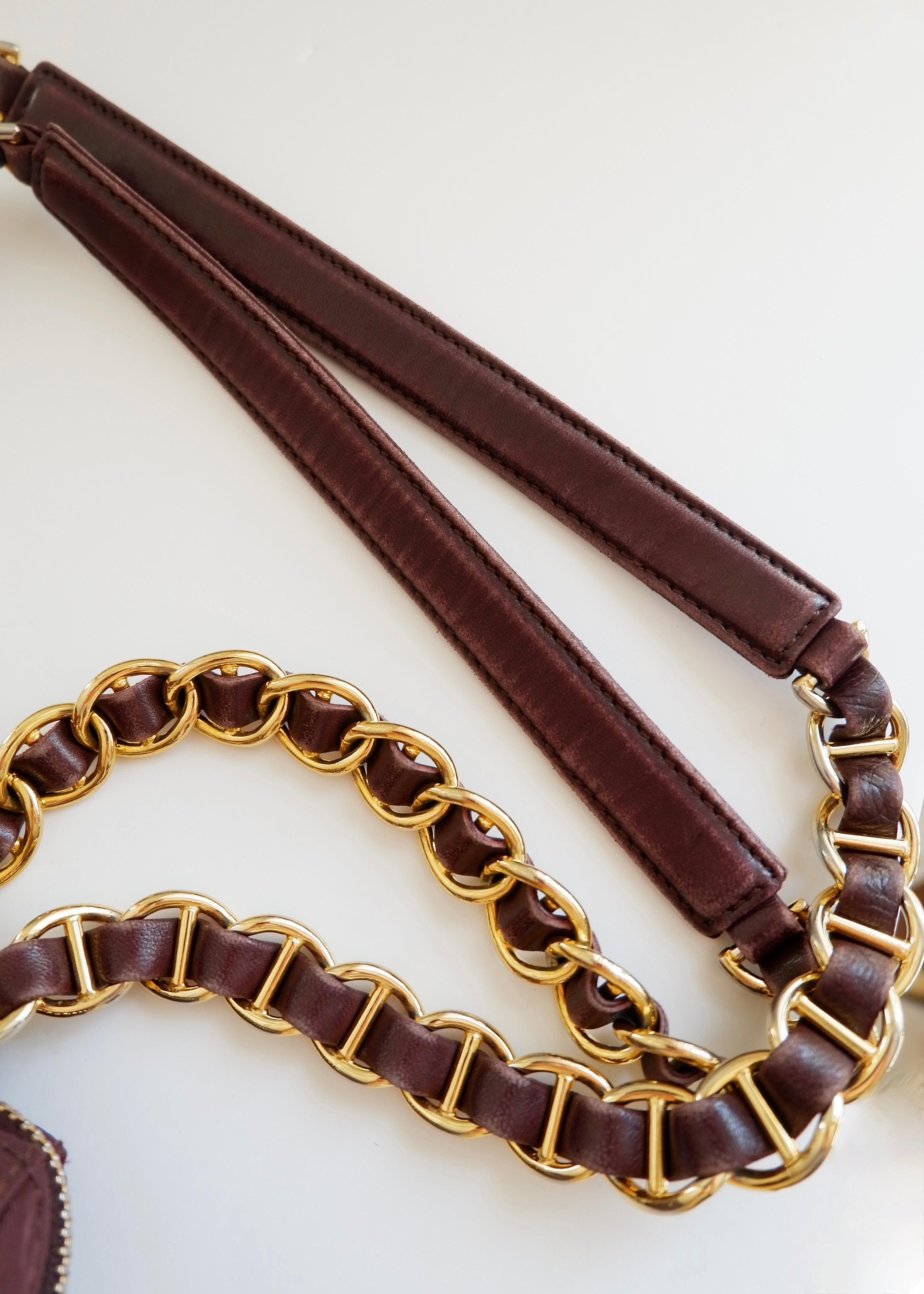 Preowned Prada Burgundy Nylon Chain Shoulder Tote