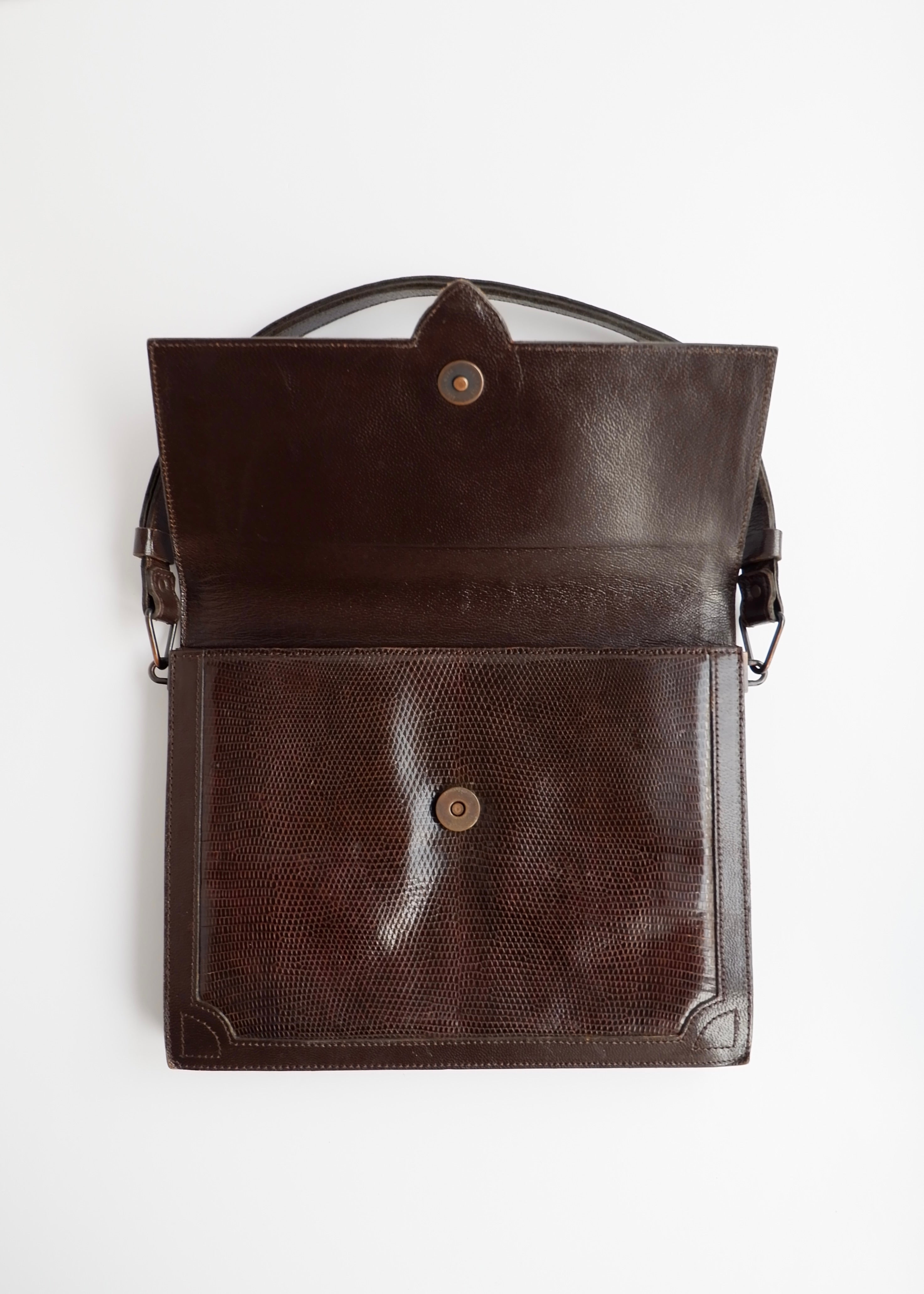 Sac bandoulière YSL vintage authentique en cuir marron d'occasion