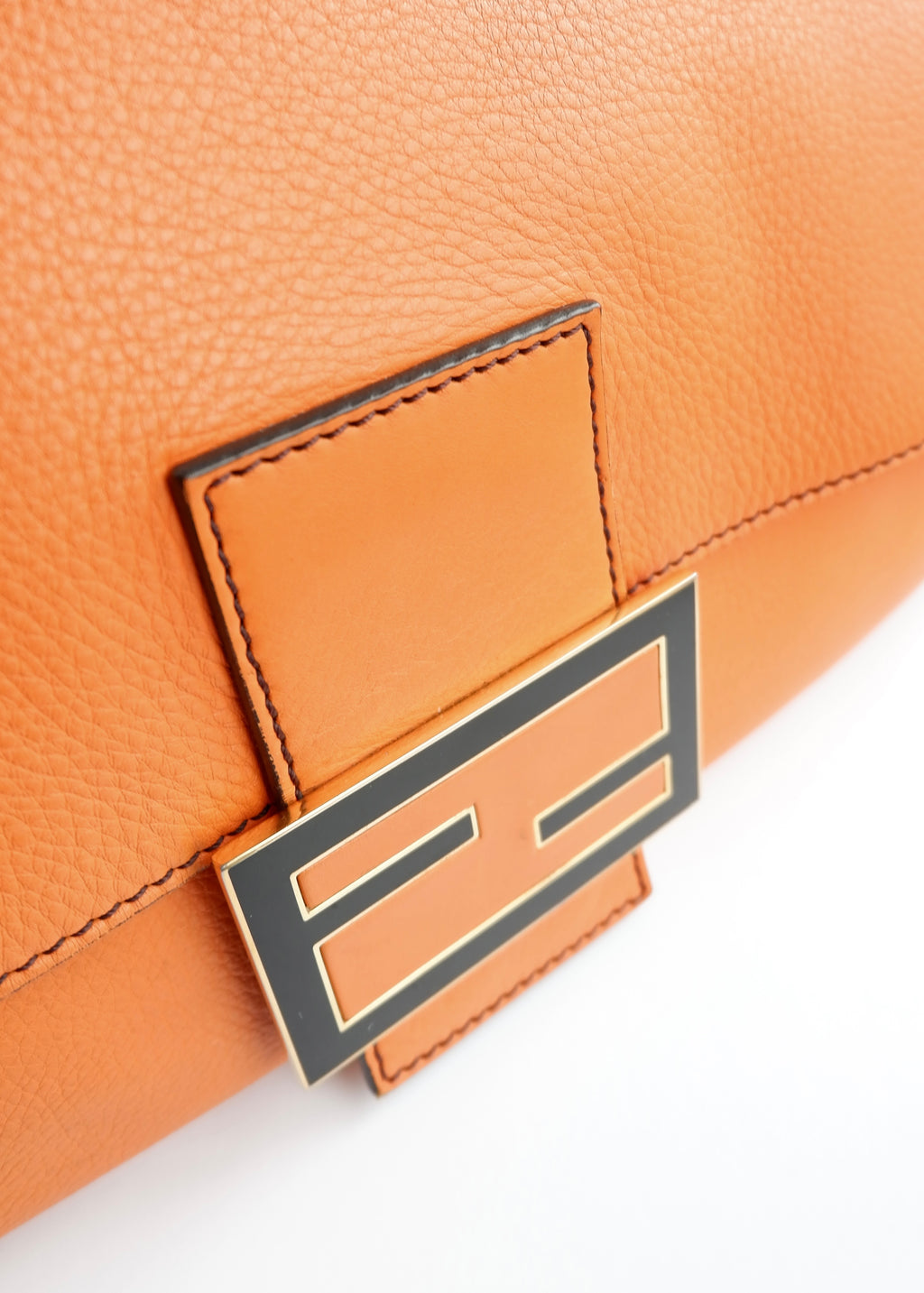 Authentic Preowned Fendi Orange Leather Mamma Baguette