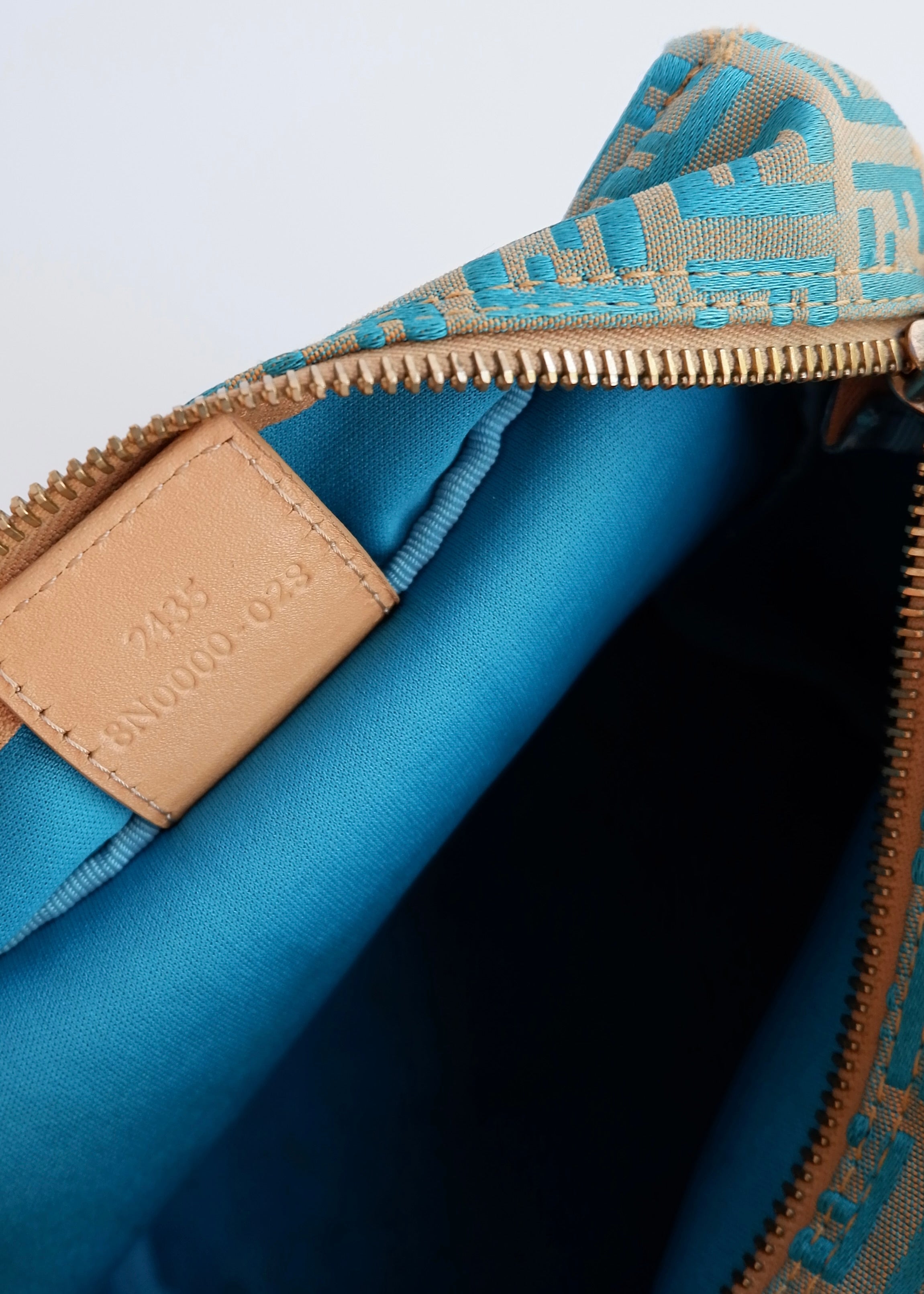 Authentic Preowned Fendi Turquoise Canvas Zucchino Micro Handbag