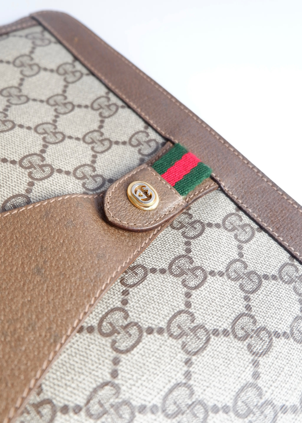 Preowned Vintage Gucci Brown GG Coated Canvas Clutch