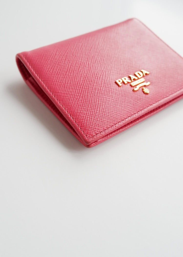 Authentic Preowned Prada Bright Pink Saffiano Leather Bi Fold Wallet