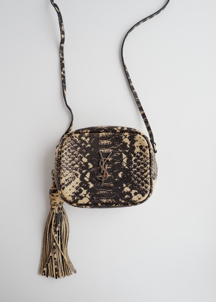Sac bandoulière Saint Laurent YSL Python Small Tassel d'occasion authentique