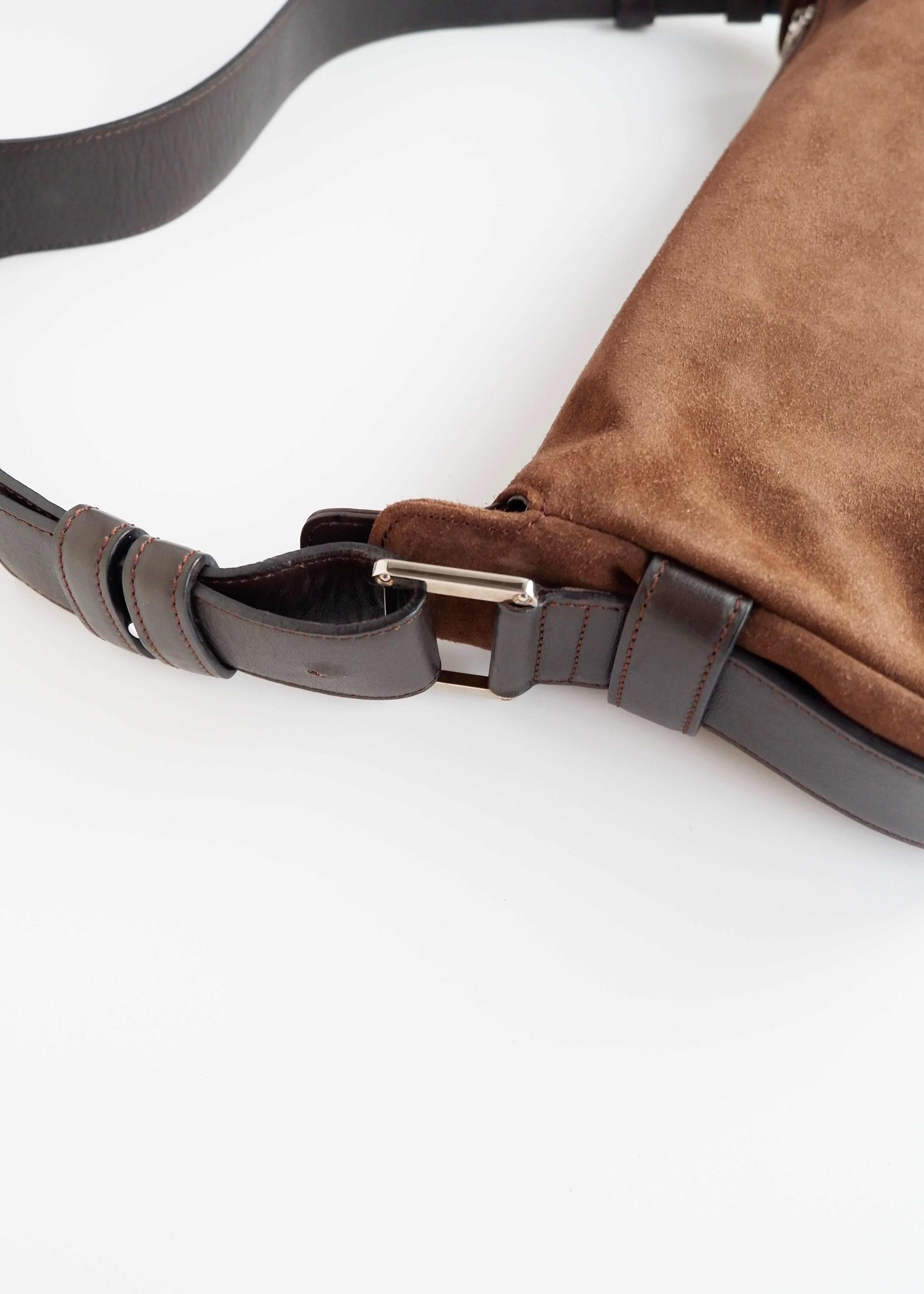 Sac bandoulière Loewe d'occasion authentique en daim marron