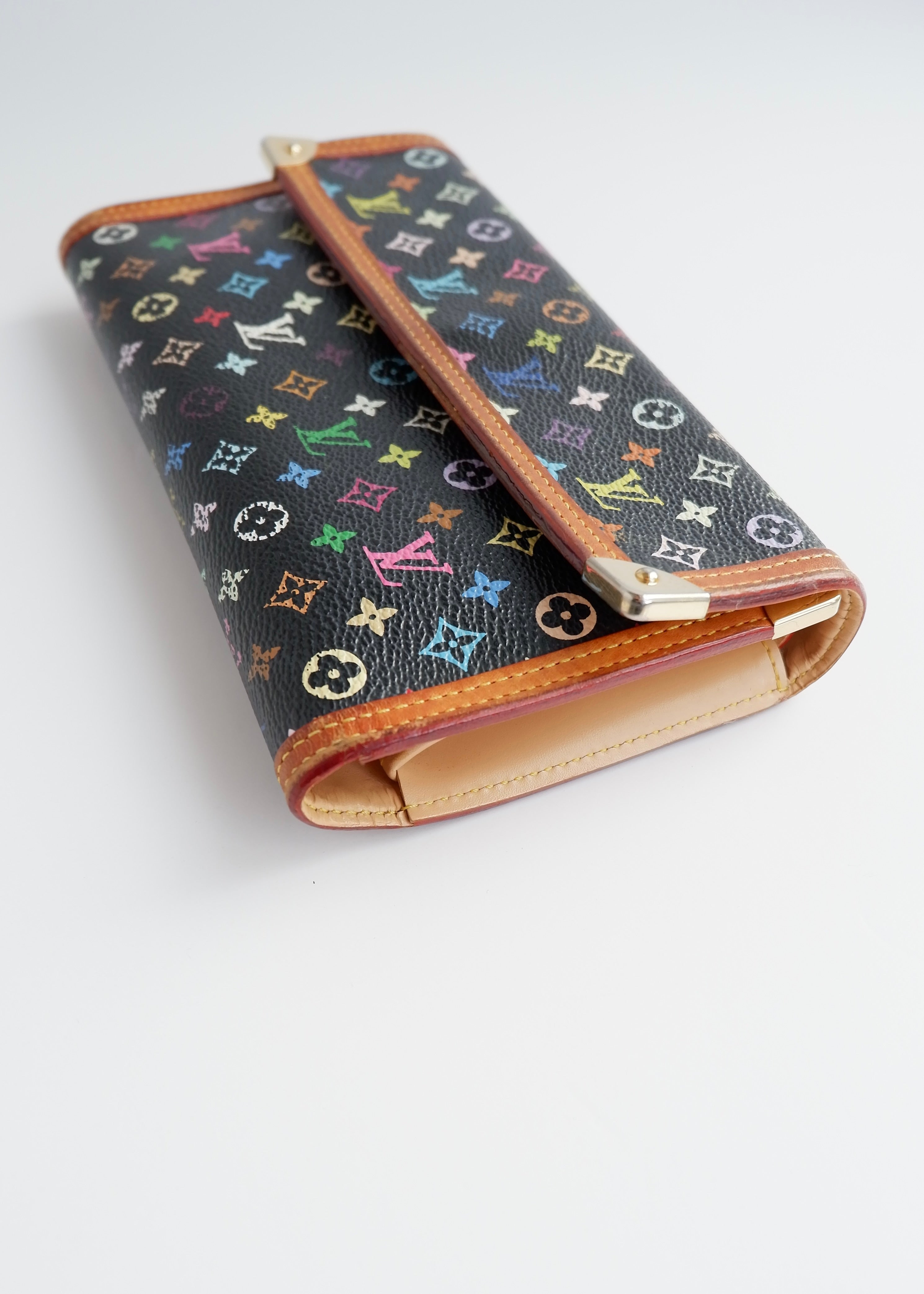 Portefeuille long Louis Vuitton noir multi d'occasion authentique