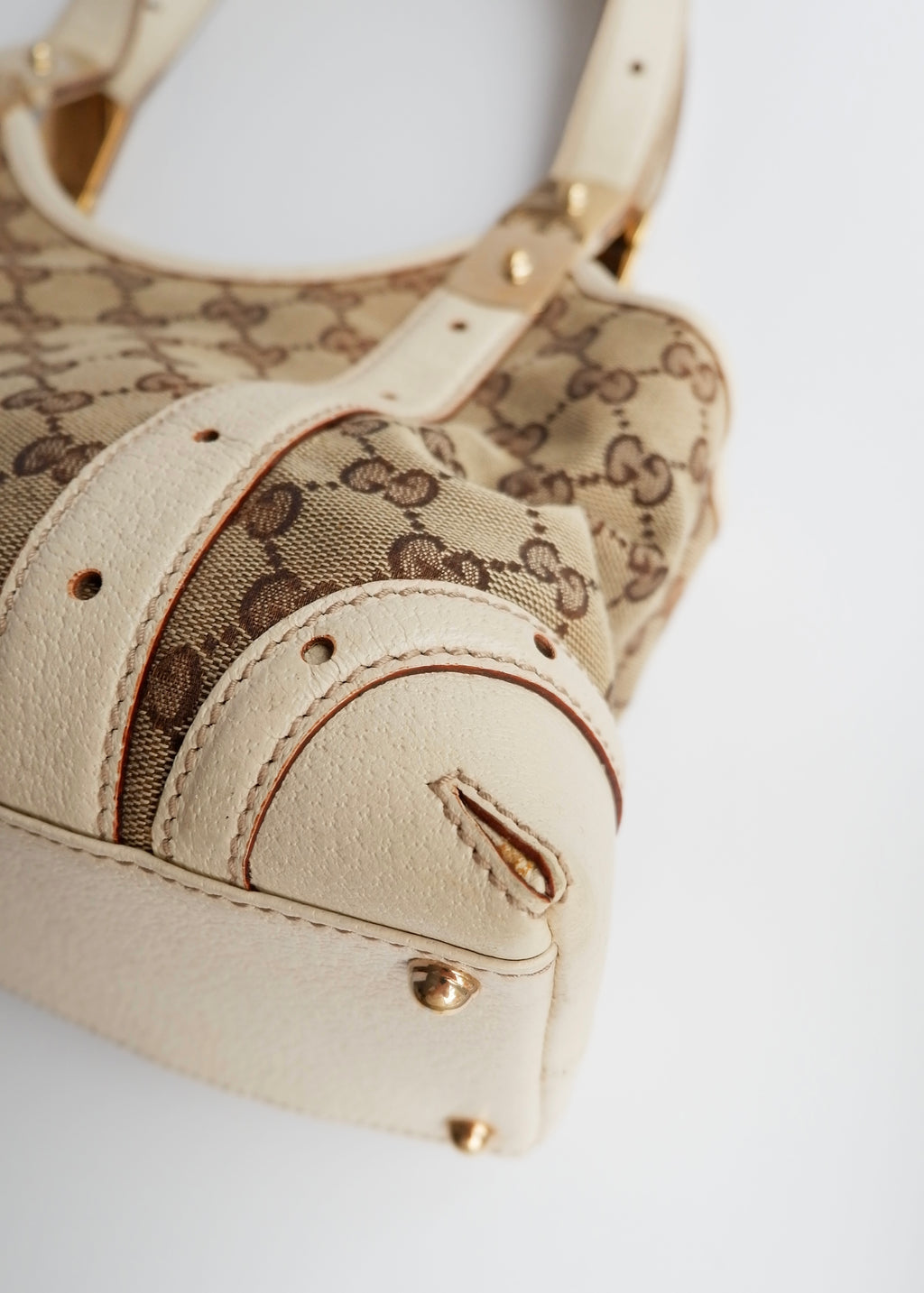 Authentic Preowned Gucci White GG Canvas/Leather Small Shoulder Bag