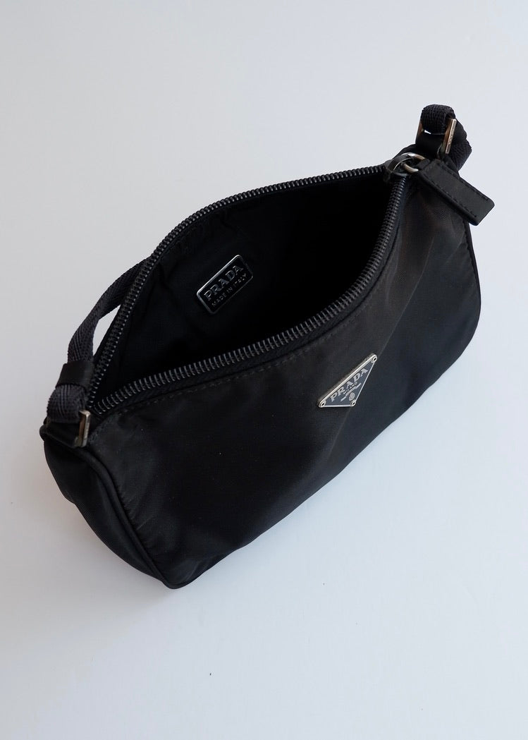 Preowned Prada Black Nylon Pochette Shoulder Bag