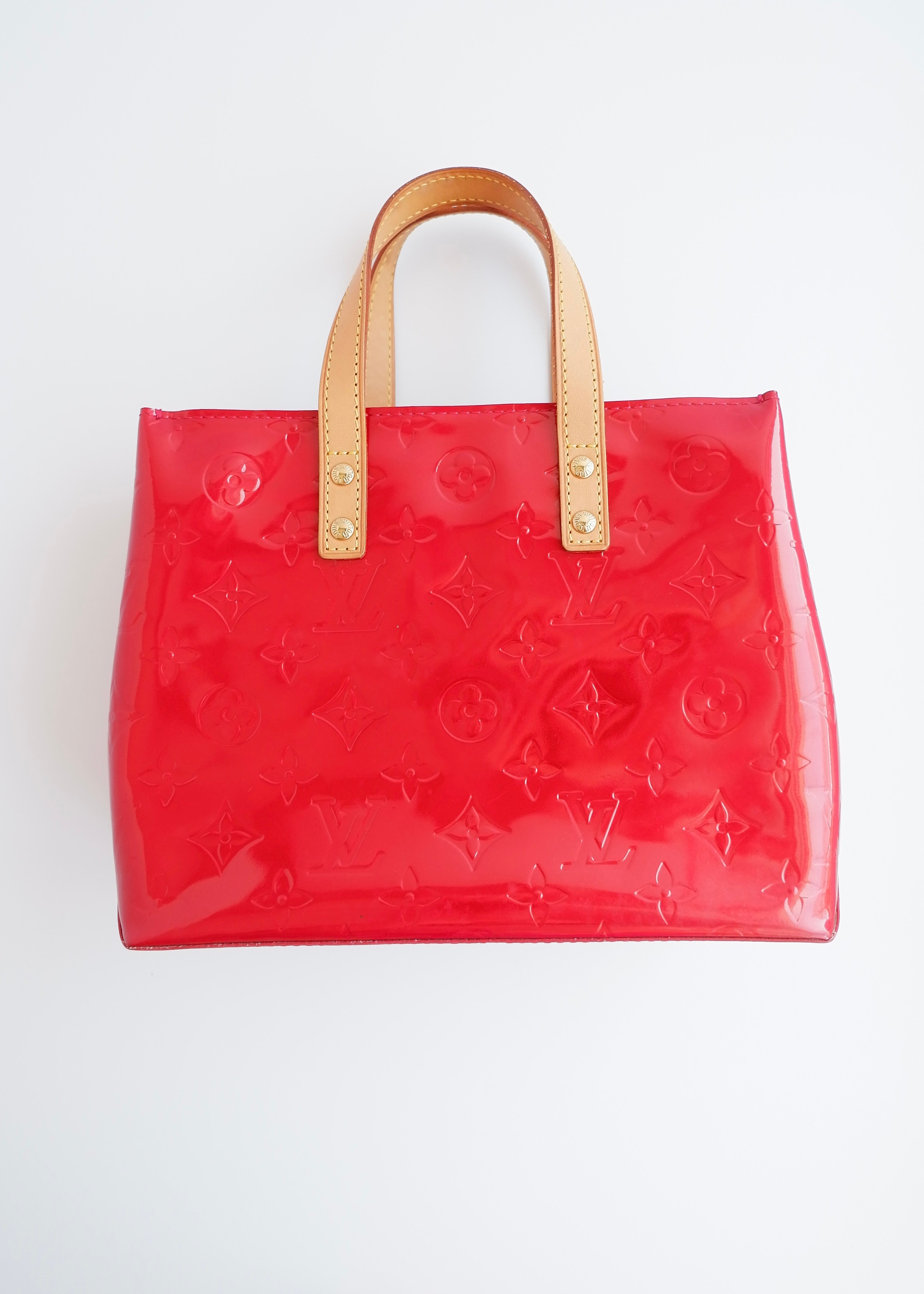 Authentic Preowned Louis Vuitton Red Monogram Vernis Reade Handbag