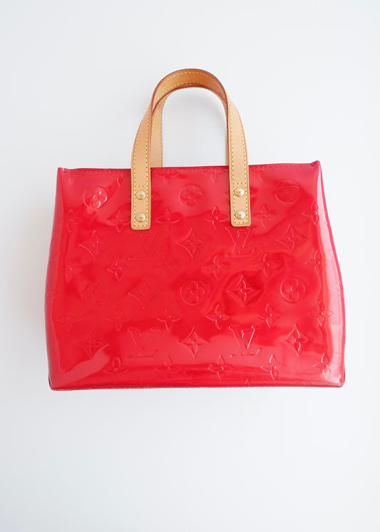 Authentic Preowned Louis Vuitton Red Monogram Vernis Reade Handbag