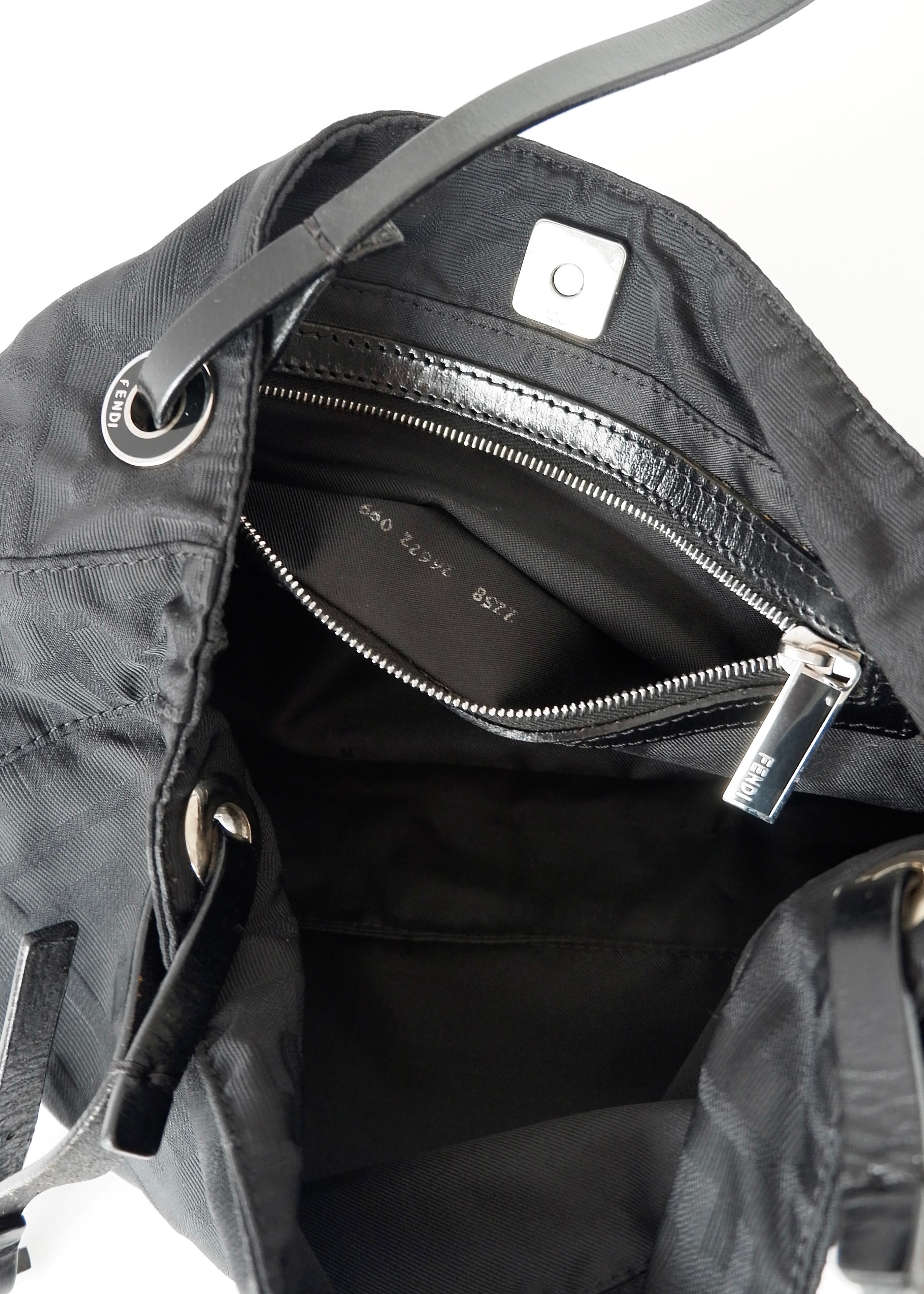 Authentic Preowned Fendi Black Zucca Canvas Shoulder Bag