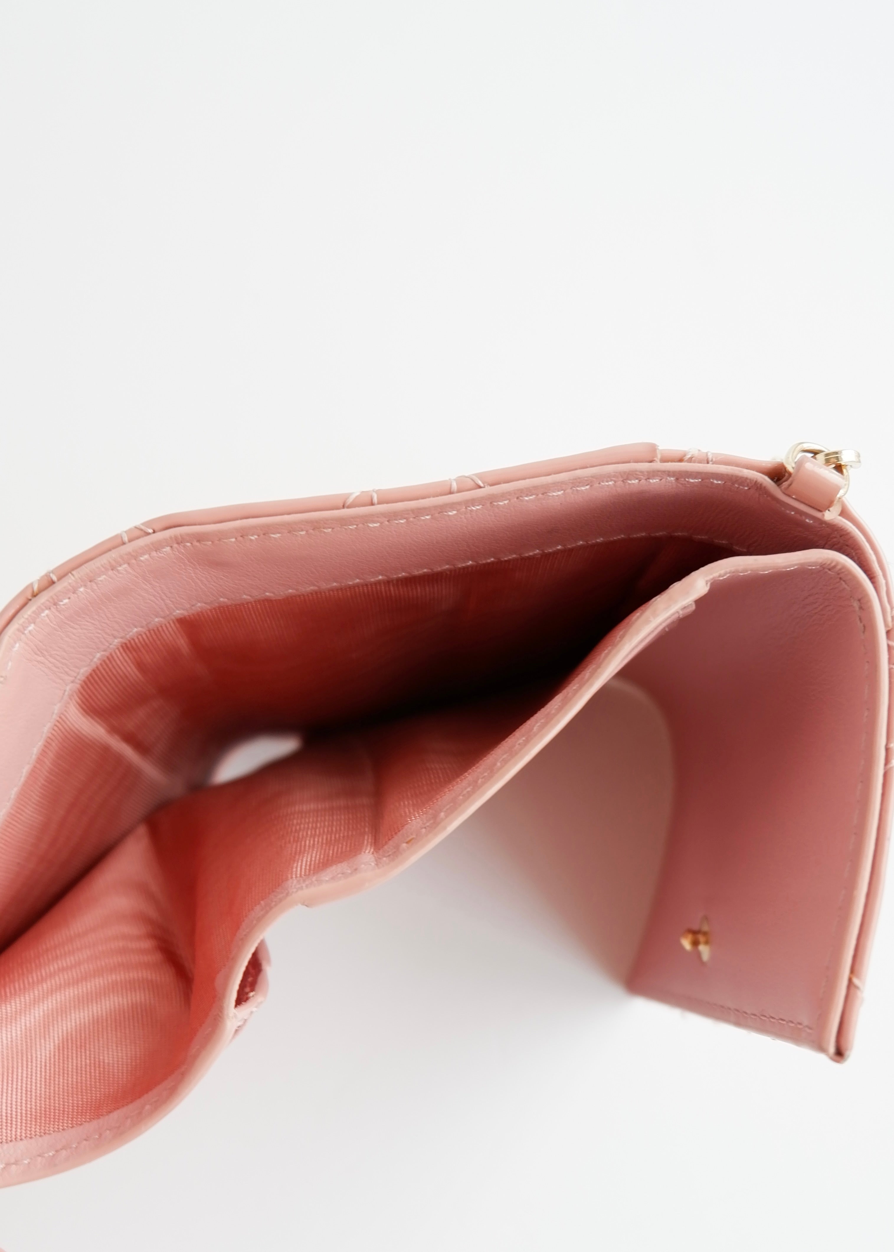 Authentic Preowned Dior Dusty Rose Patent Leather Lotus Wallet