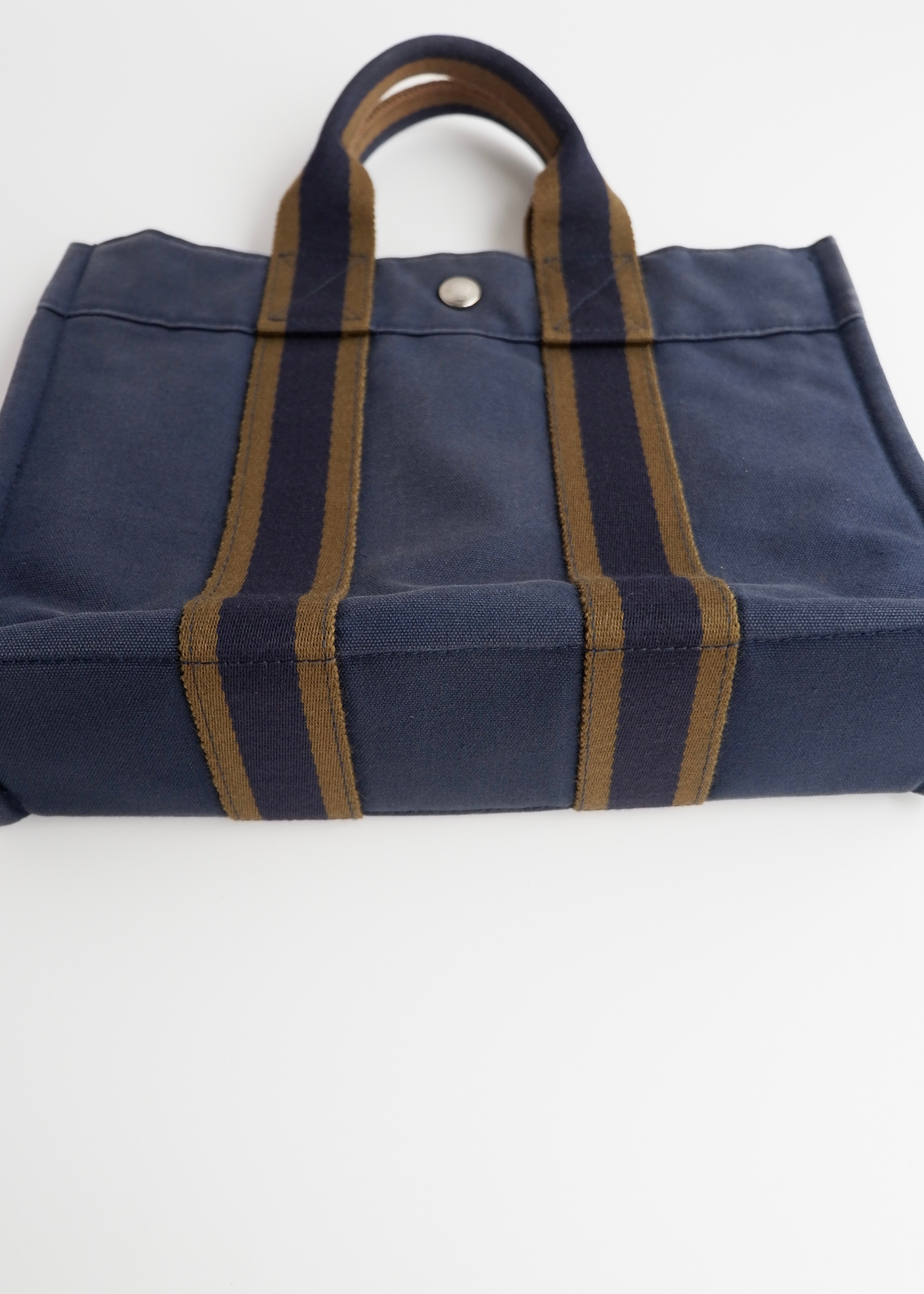 Sac cabas Hermes Fourre Tout PM toile marine authentique d'occasion