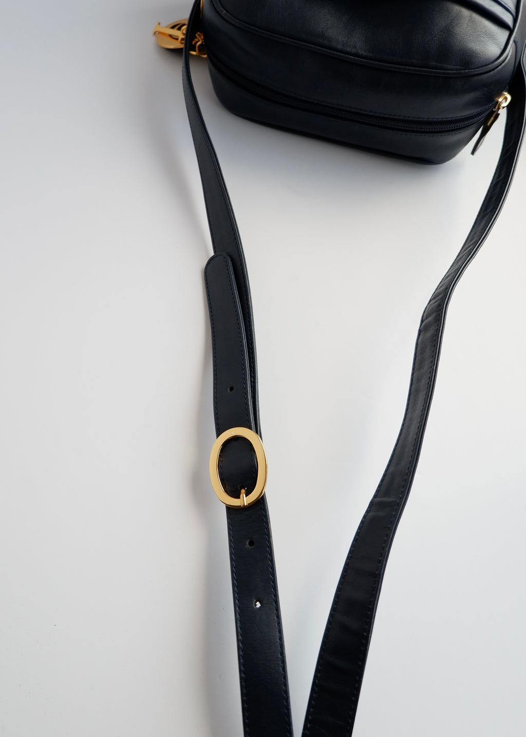 Authentic Preowned Vintage Christian Dior Navy Leather Crossbody Bag