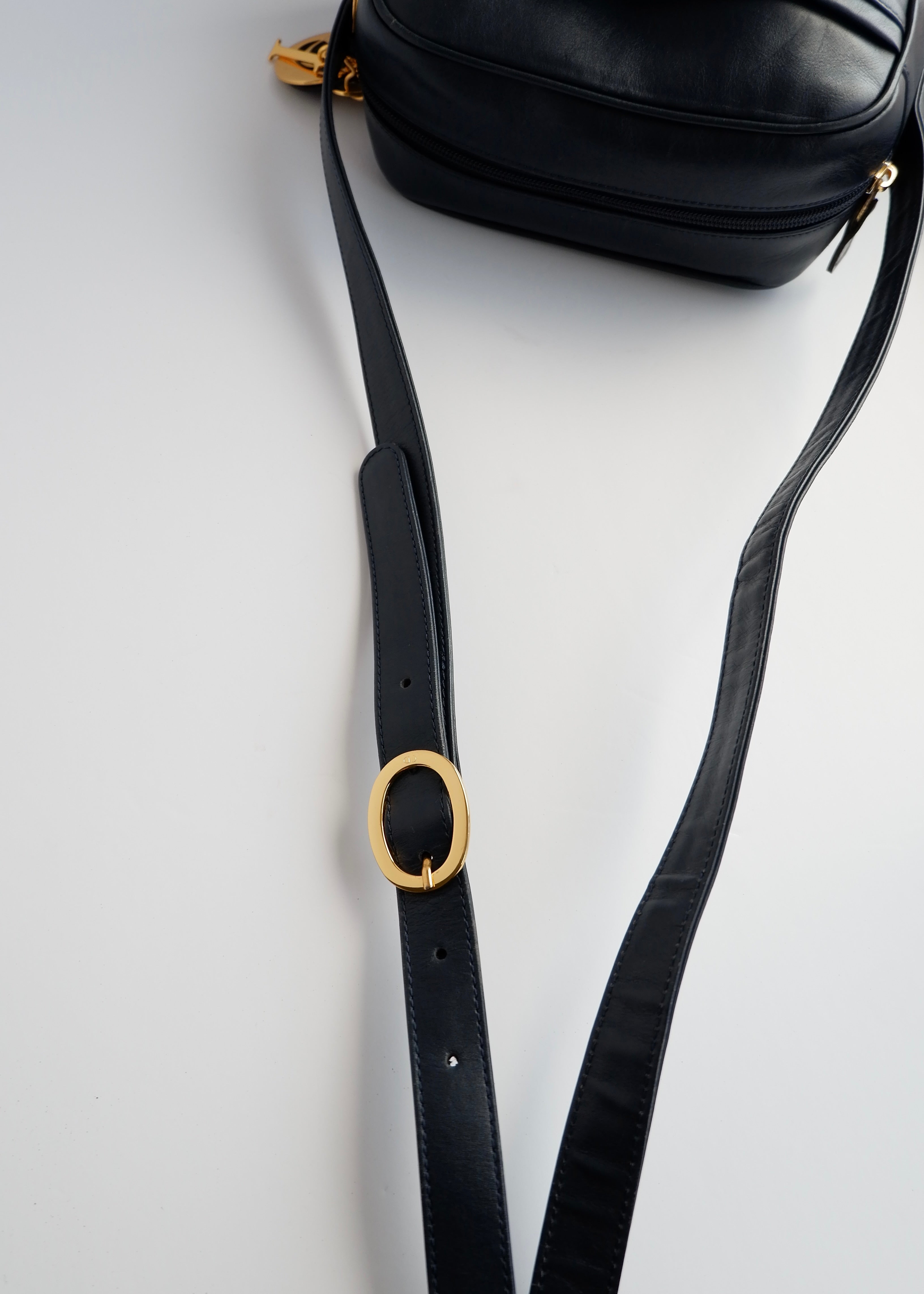 Authentic Preowned Vintage Christian Dior Navy Leather Crossbody Bag