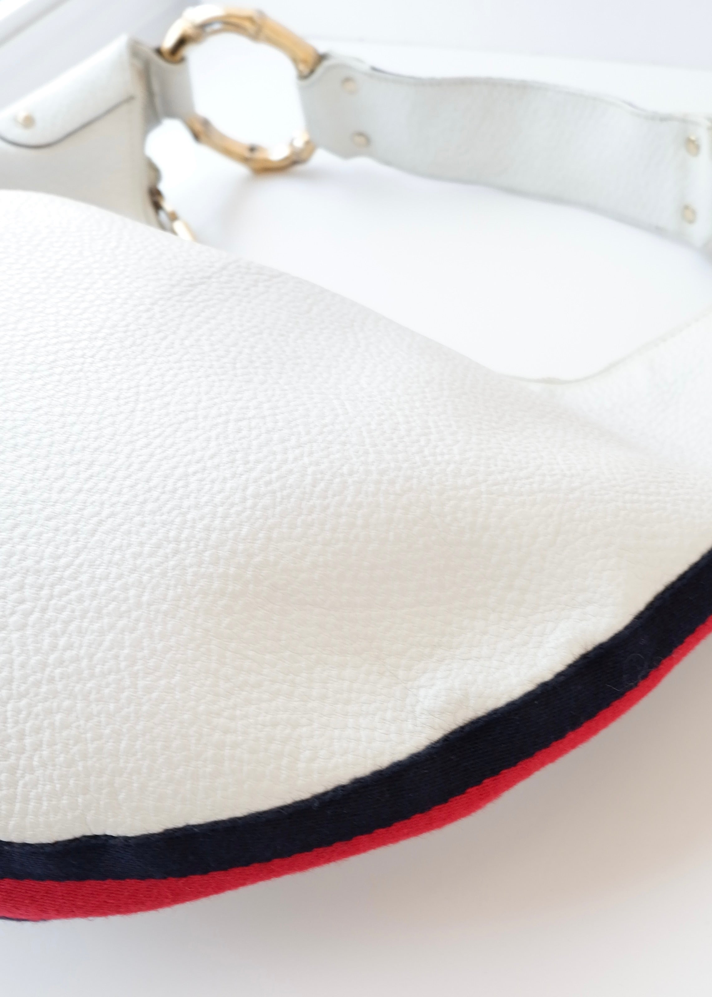 Preowned Gucci White Leather Sherry Line Hobo Shoulder Bag