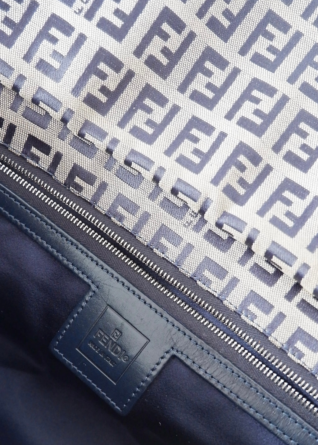 Authentic Preowned Vintage Fendi Navy Blue Zucchino Shoulder Bag