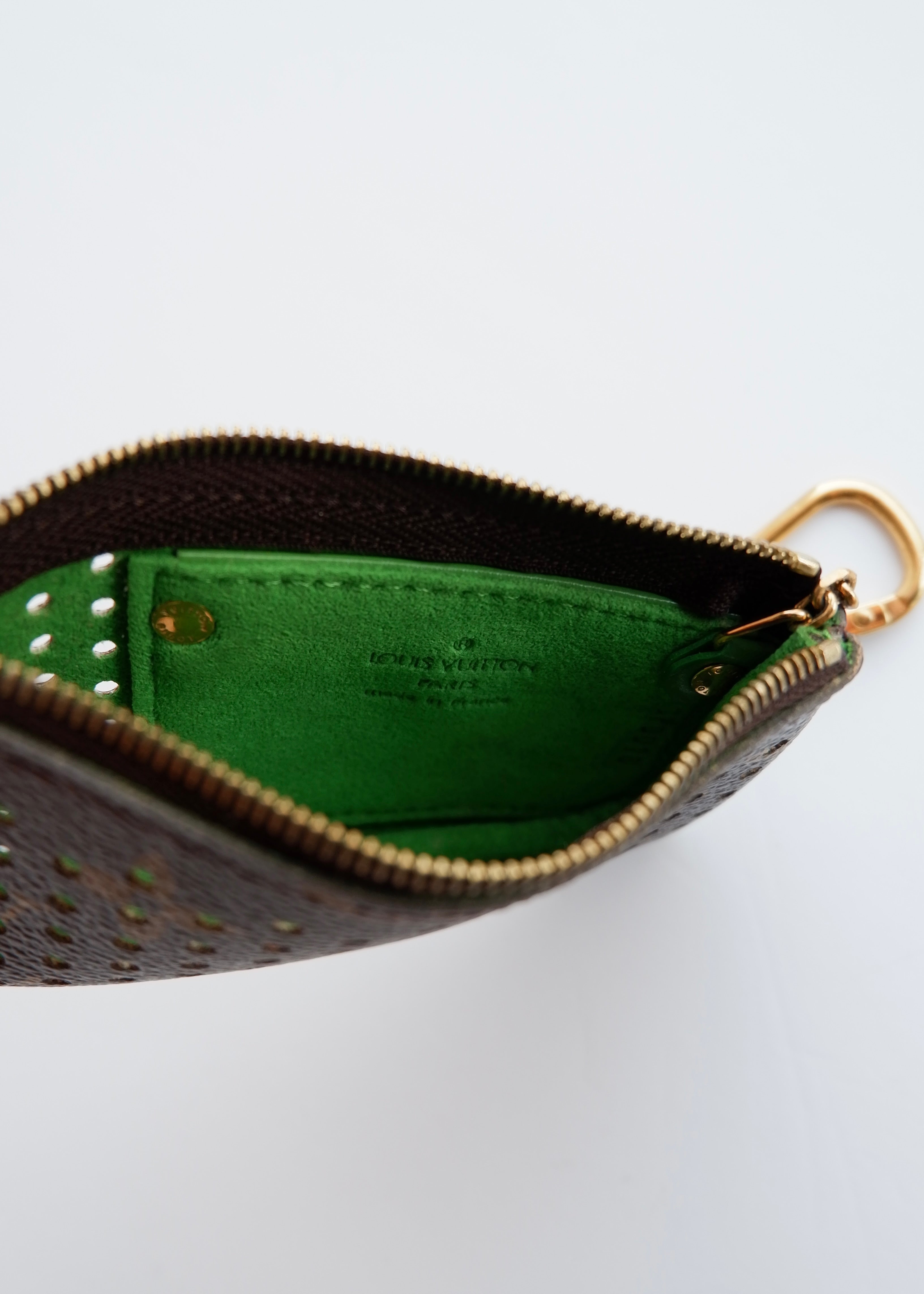 Authentic Preowned Louis Vuitton Limited Edition Monogram Green Perforated Pochette Cle