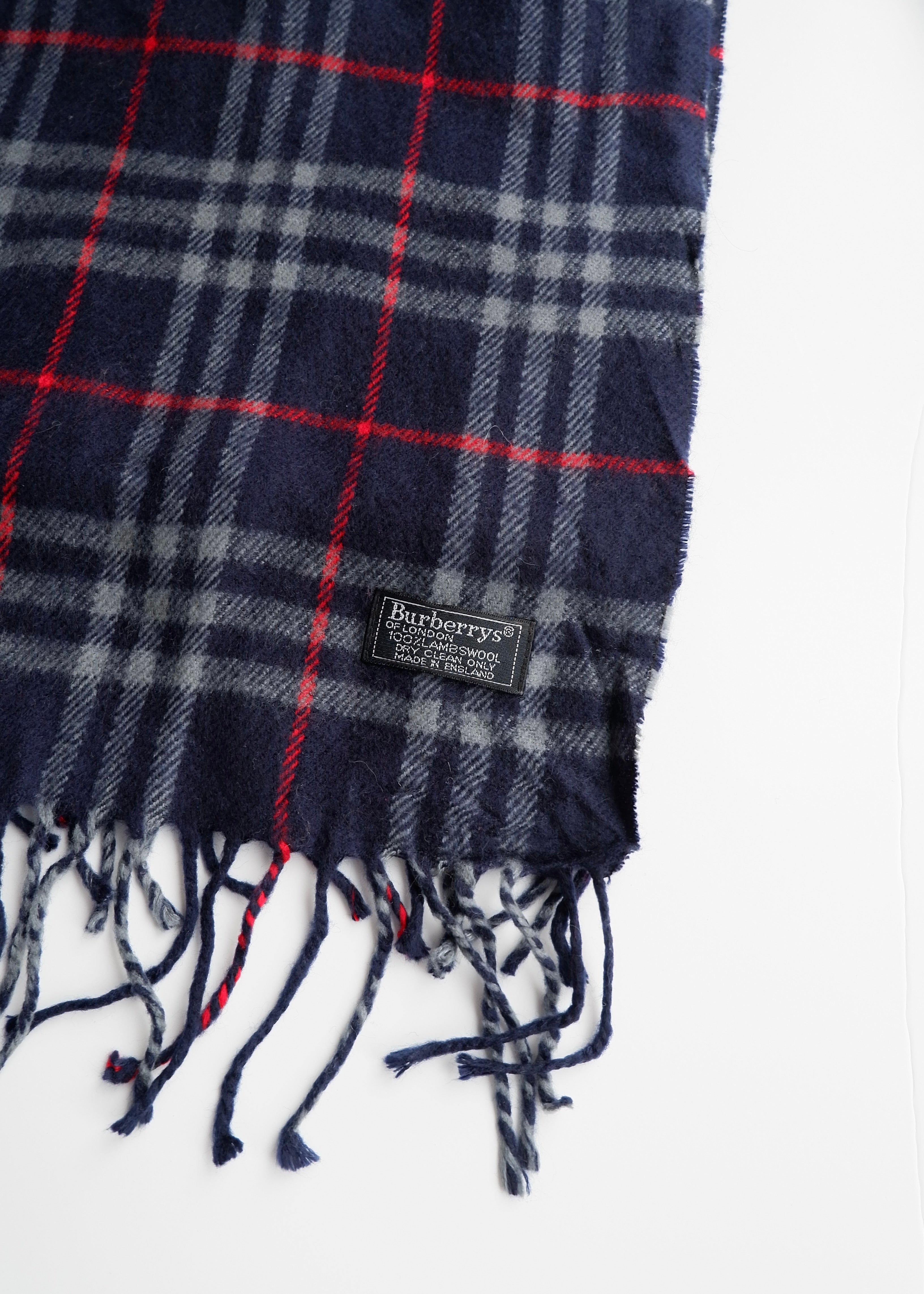 Authentic Preowned Burberry's Navy Check Wool Scarf