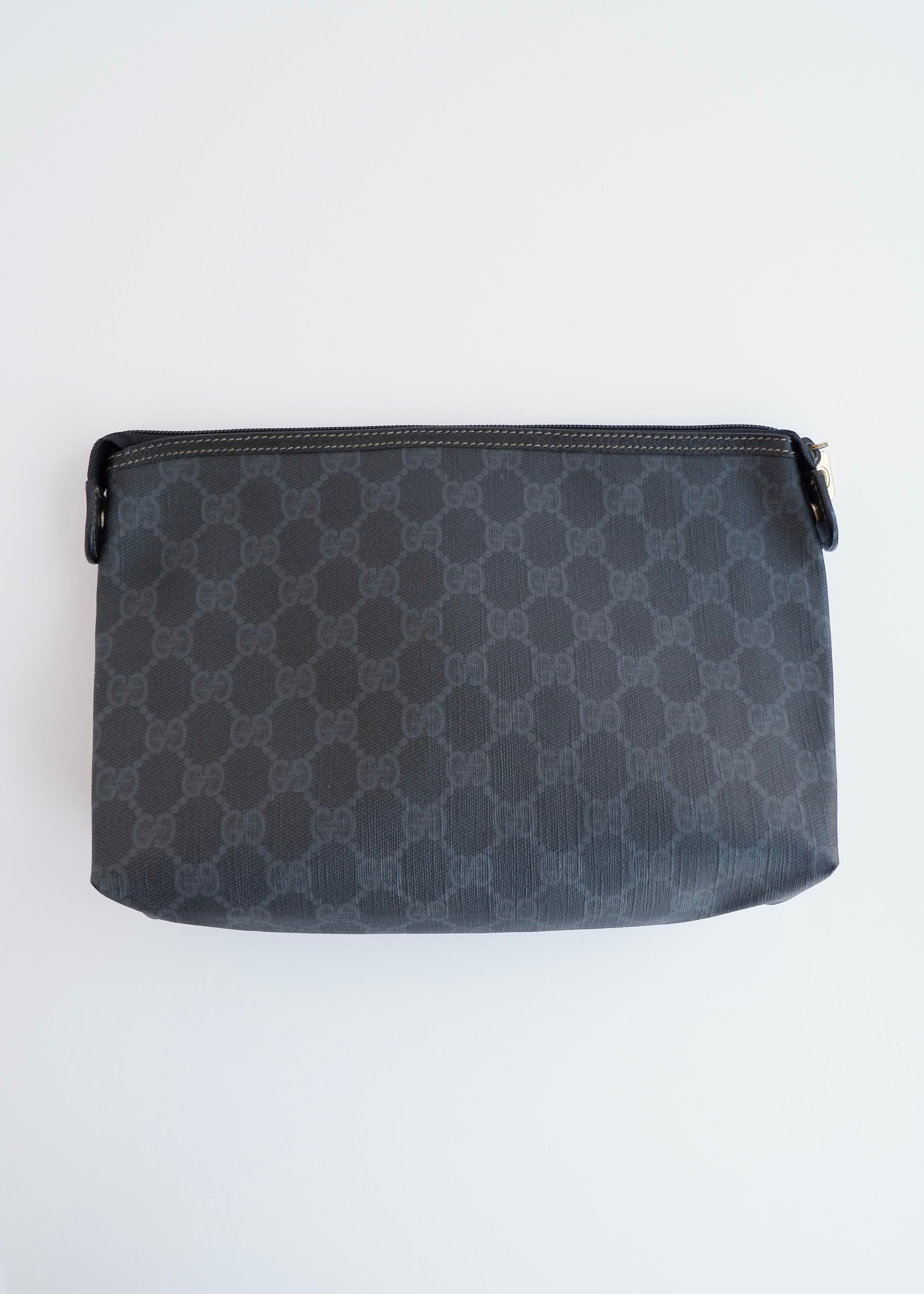 Authentic Preowned Vintage Gucci Black GG Coated Canvas Pouch