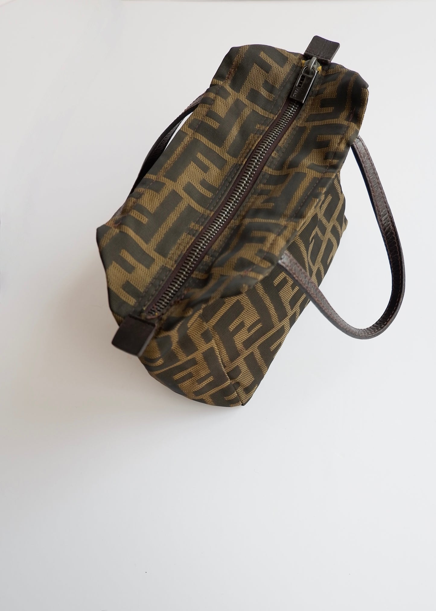 Authentic Preowned Vintage Fenci Brown Canvas Zucca Mini Handbag