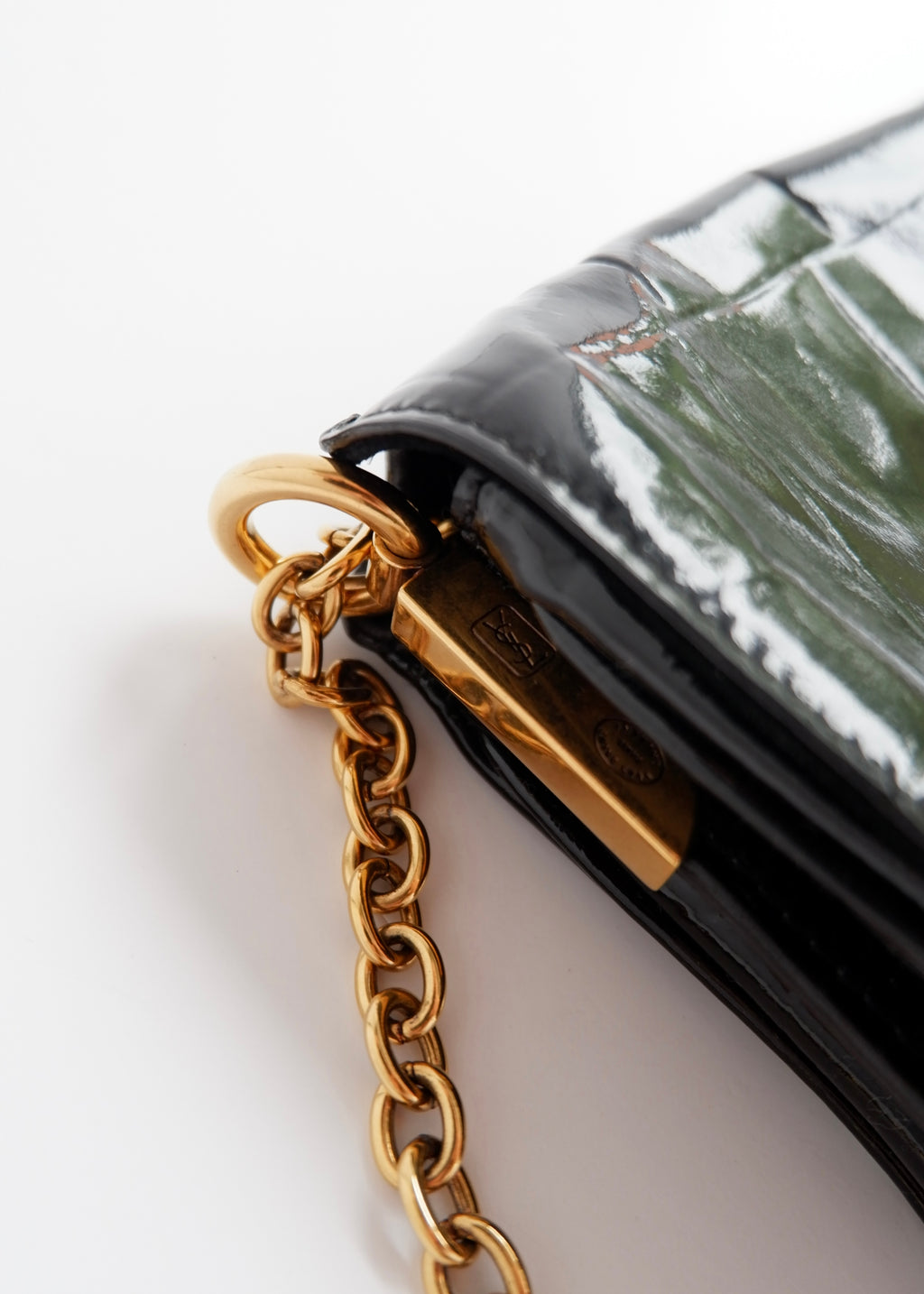 Authentic Preowned Vintage YSL (Yves Saint Laurent) Black Patent Leather Shoulder Bag GHW