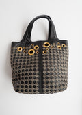 Authentic Preowned Bottega Veneta Black Leather Intrecciato Gold Rivet/Studded Handbag