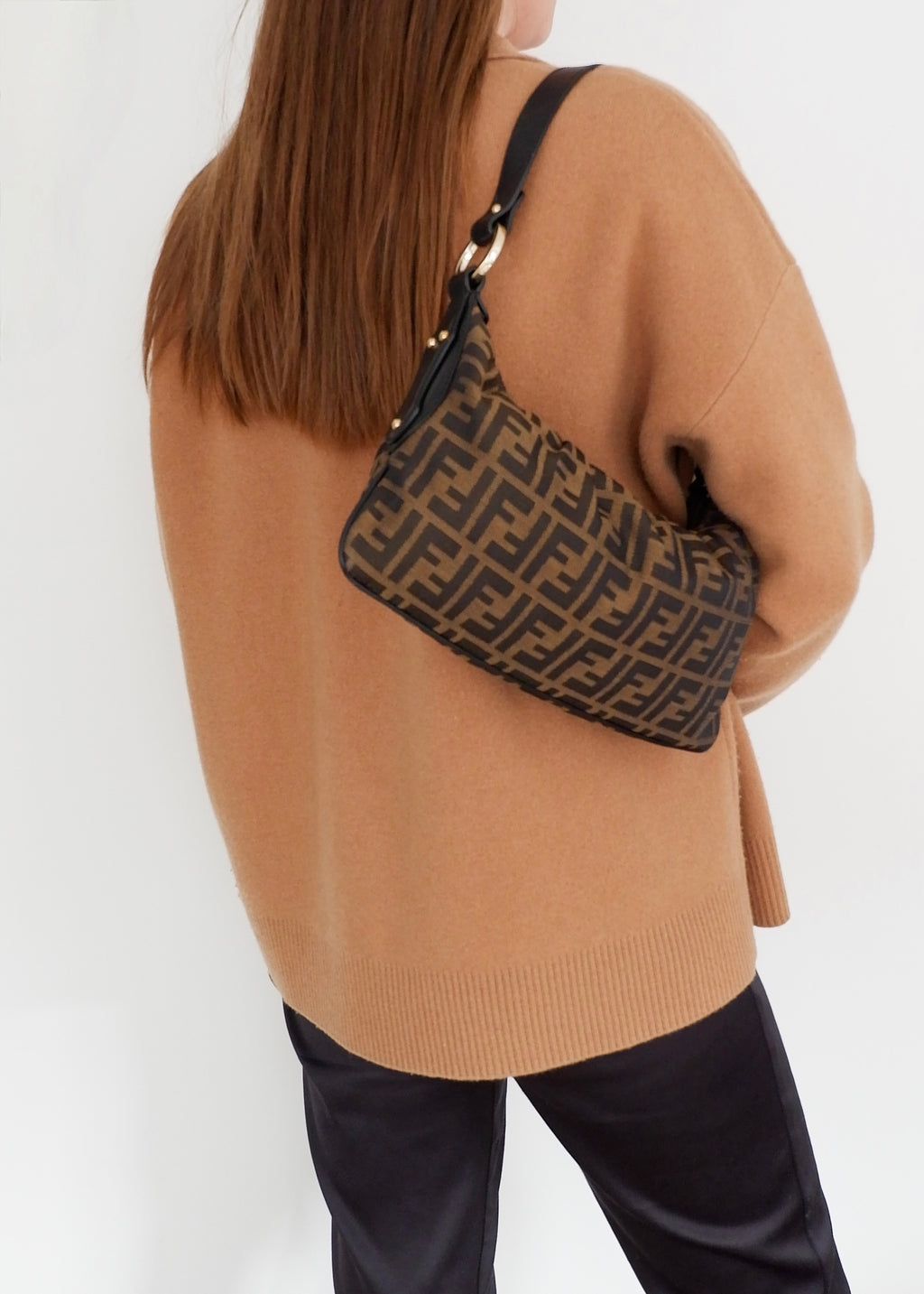 Preowned Fendi Brown Zucca Hobo Shoulder Bag