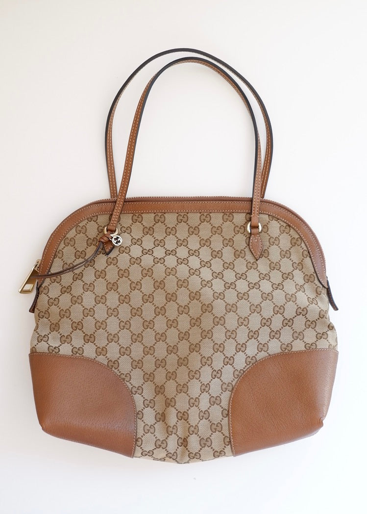 Preowned Gucci Brown GG Canvas Bowler Shoulder Bag