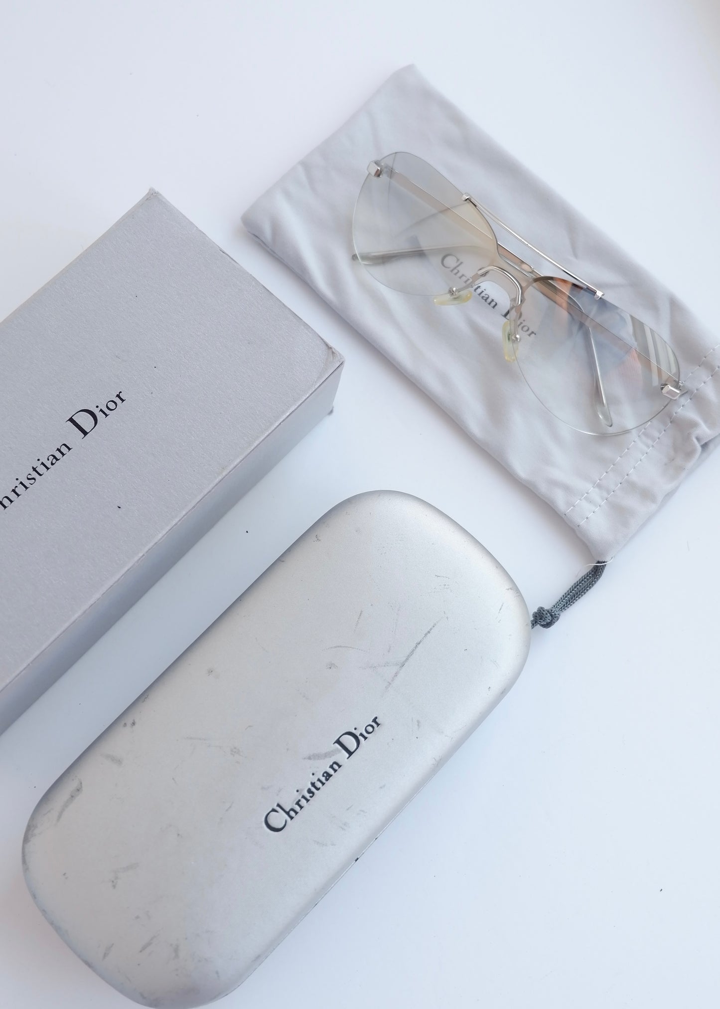 Authentic Preowned Dior Silver/Transparent Sheild Frame Sunglasses