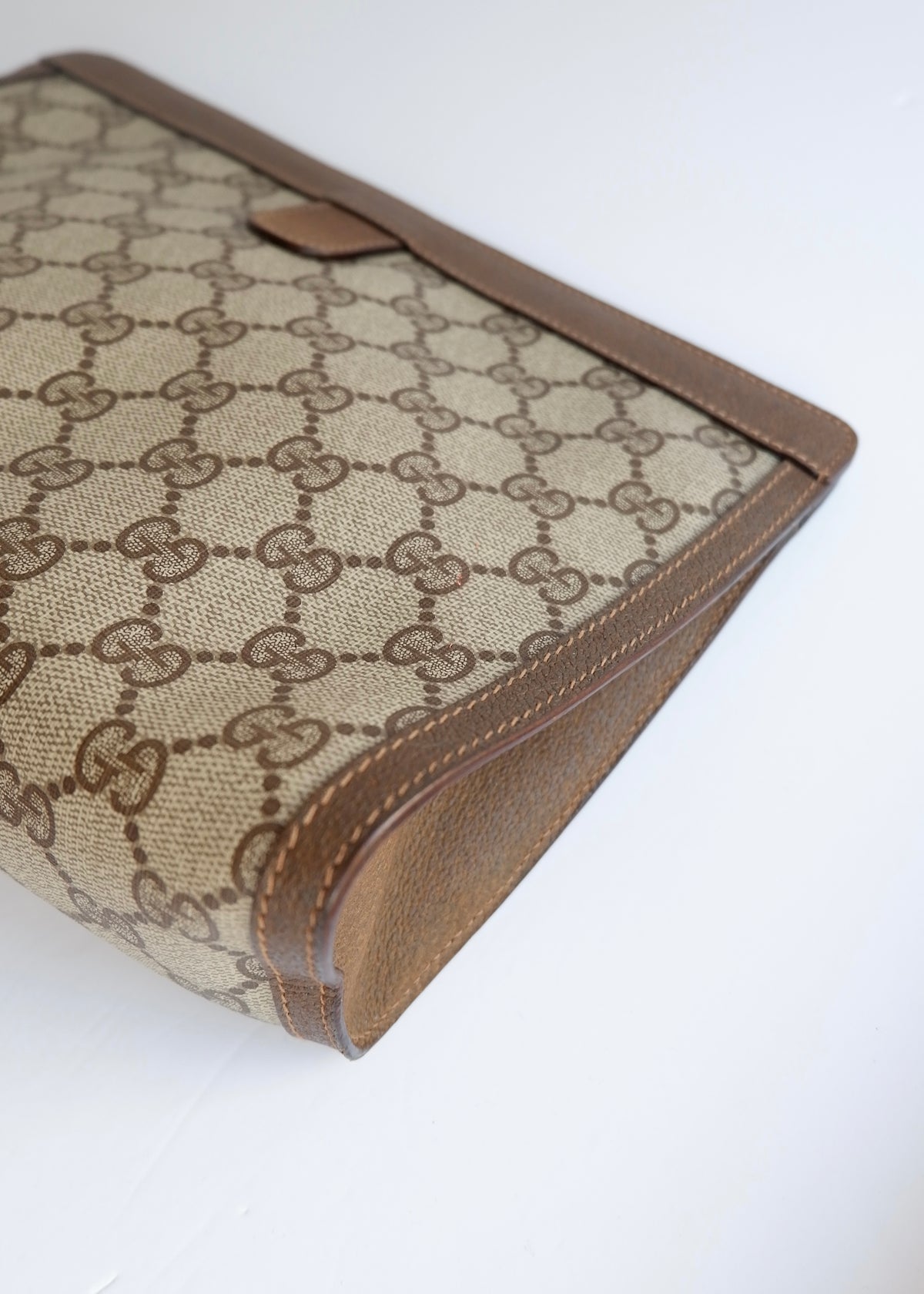 Preowned Vintage Gucci Brown GG Coated Canvas Clutch