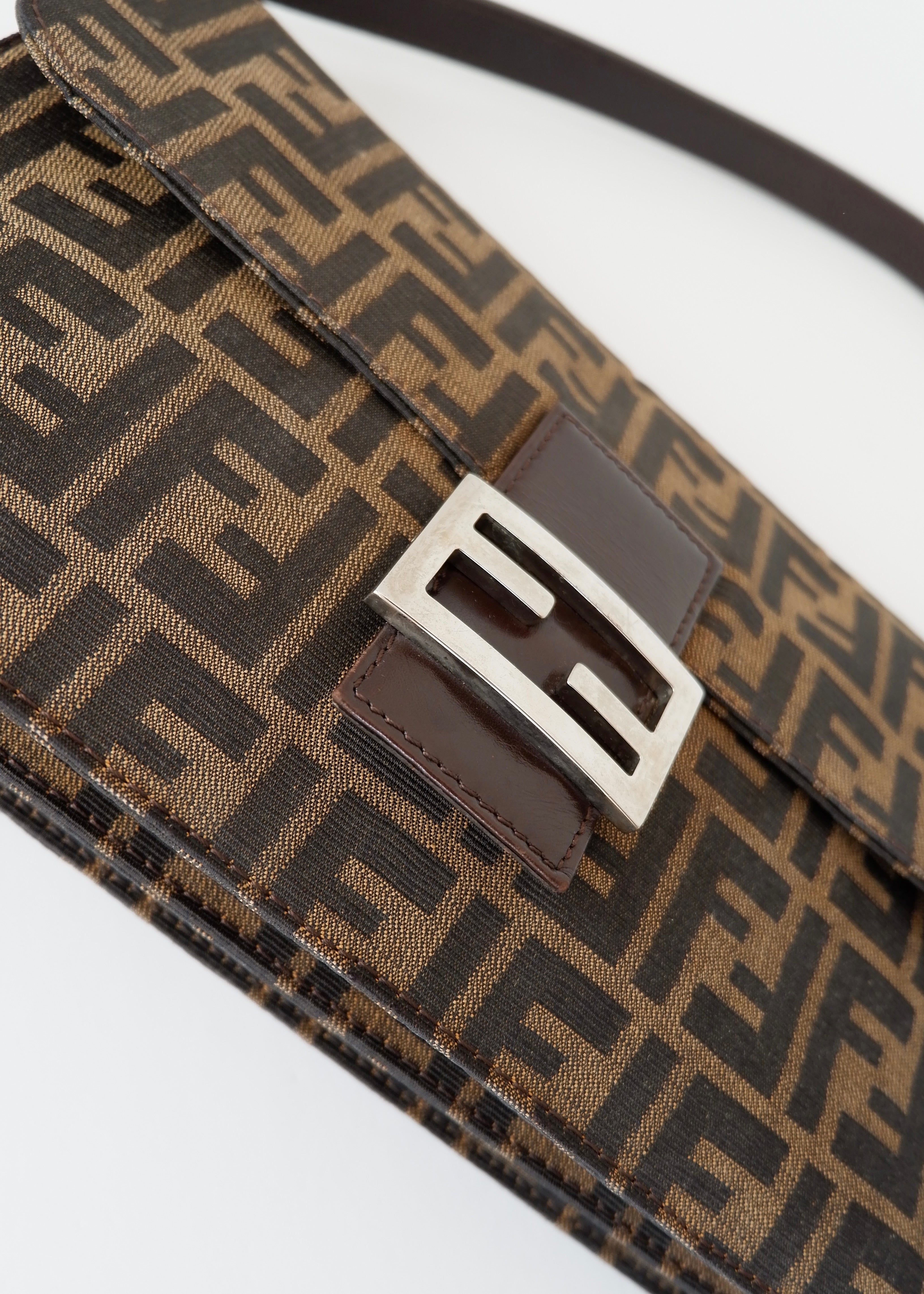 Authentic Preowned Vintage Fendi Brown Zucca Shoulder Bag