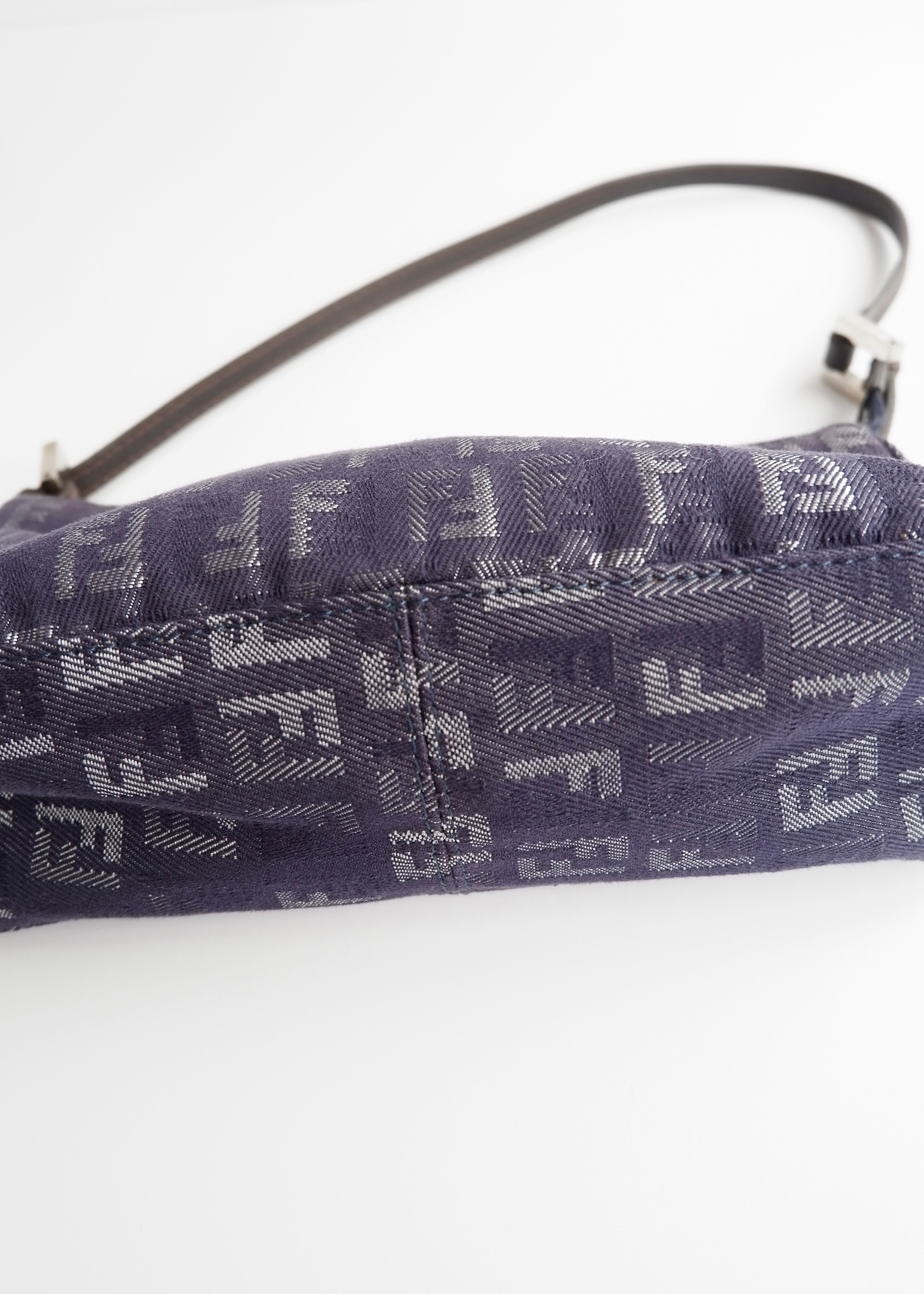 Authentic Preowned Fendi Navy FF Zucchino Small Shoulder Bag
