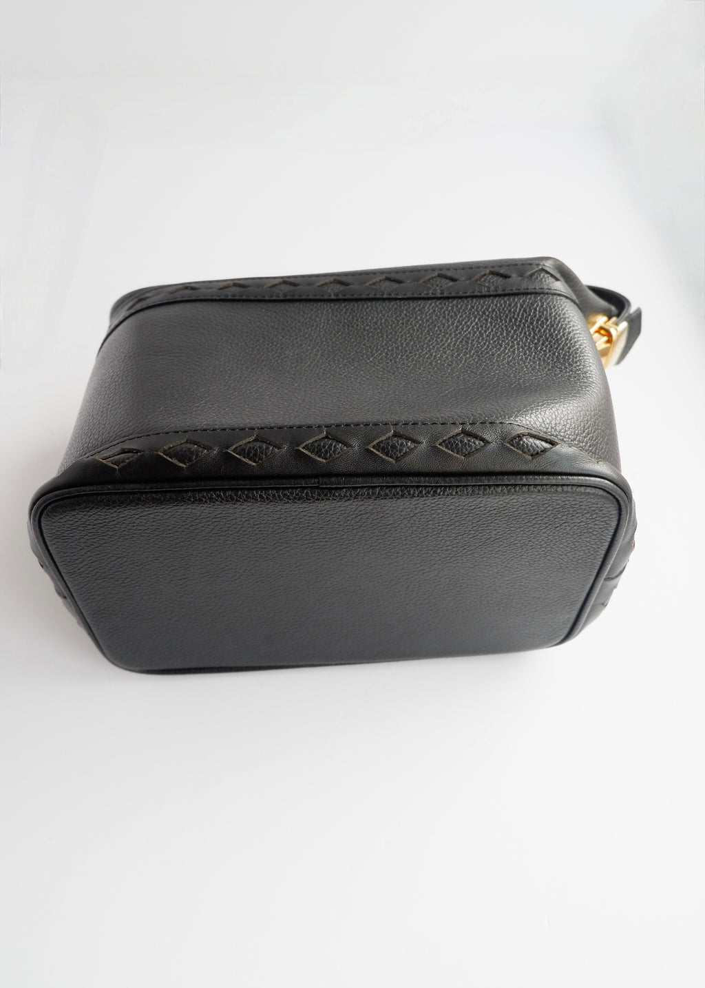 Sac à main YSL vintage authentique d'occasion en cuir grainé noir