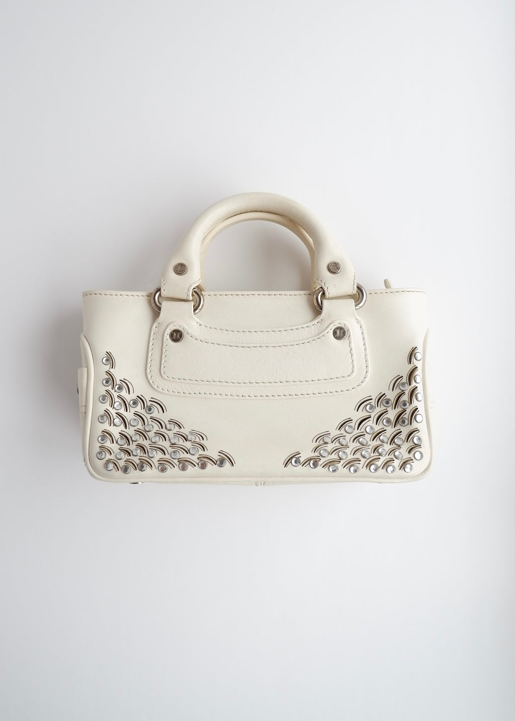 Authentic Preowned Celine White Leather/ Gem Stone Mini Boogie Bag