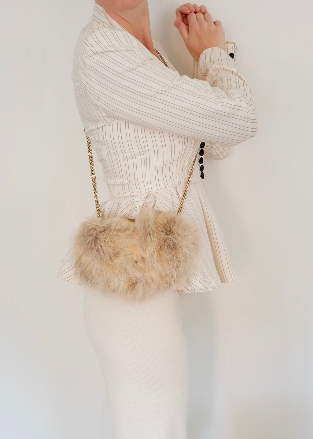 Preowned Chloé Brown Leather/ Fur Georgia Belt Bag