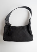 Preowned Gucci Black GG Canvas Leather Strap Shoulder Bag