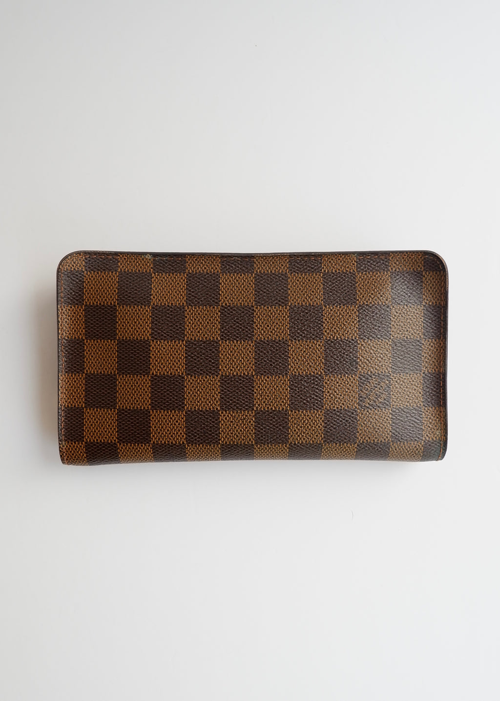 Preowned Louis Vuitton Brown Damier Ebene Long Zip Around Wallet