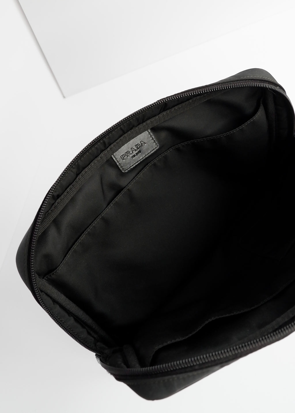 Authentic Preowned Prada Black Nylon/ Leather Hand Pouch