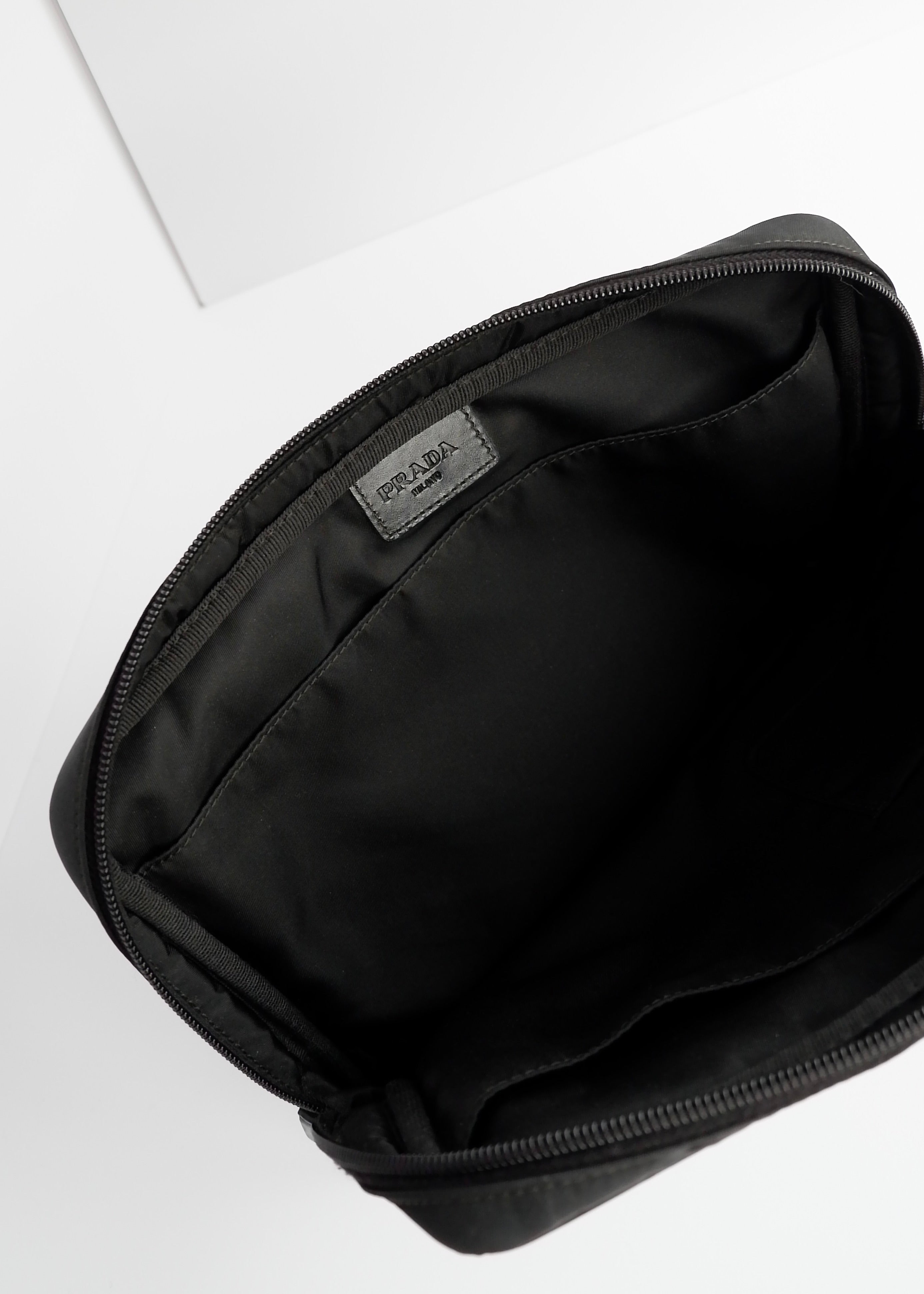 Authentic Preowned Prada Black Nylon/ Leather Hand Pouch