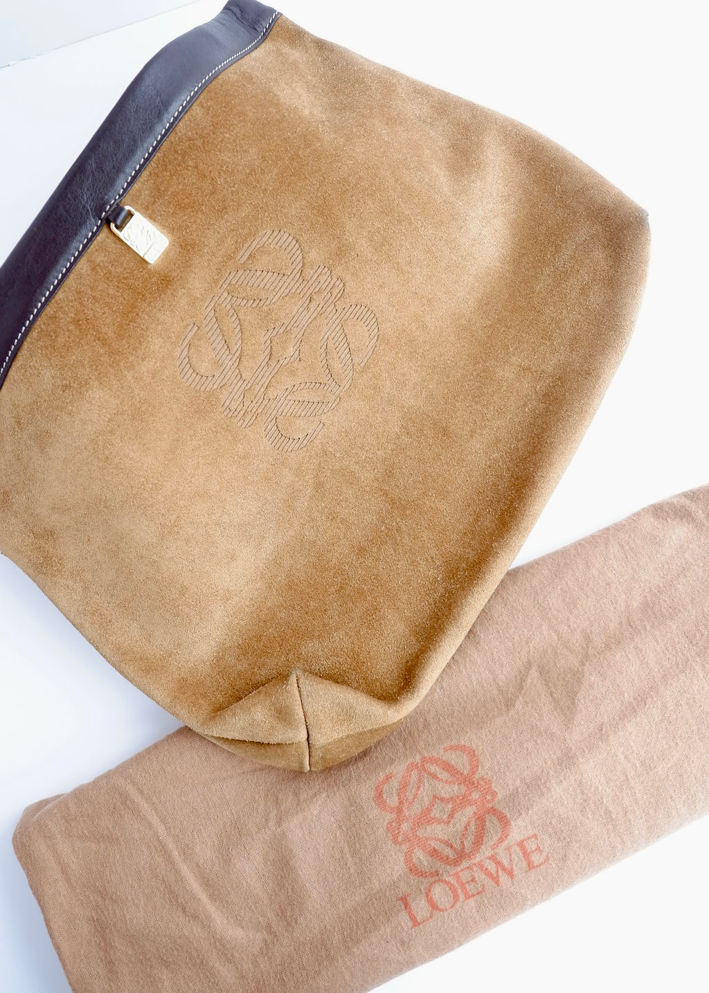 Authentic Preowned Loewe Brown Suede Oversized Clutch Bag