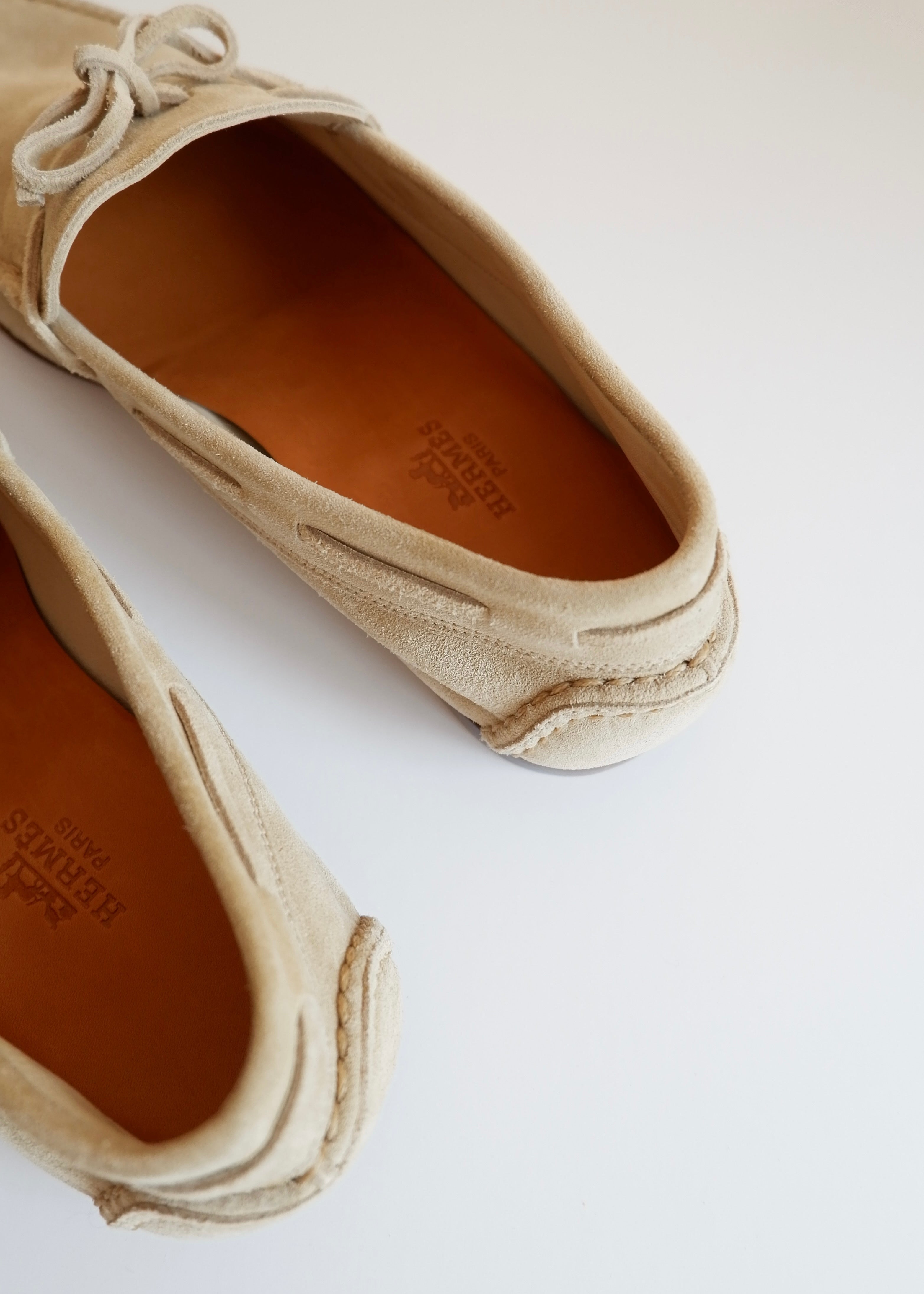 Authentic Preowned Hermes Light Beige Suede Loafers - 40